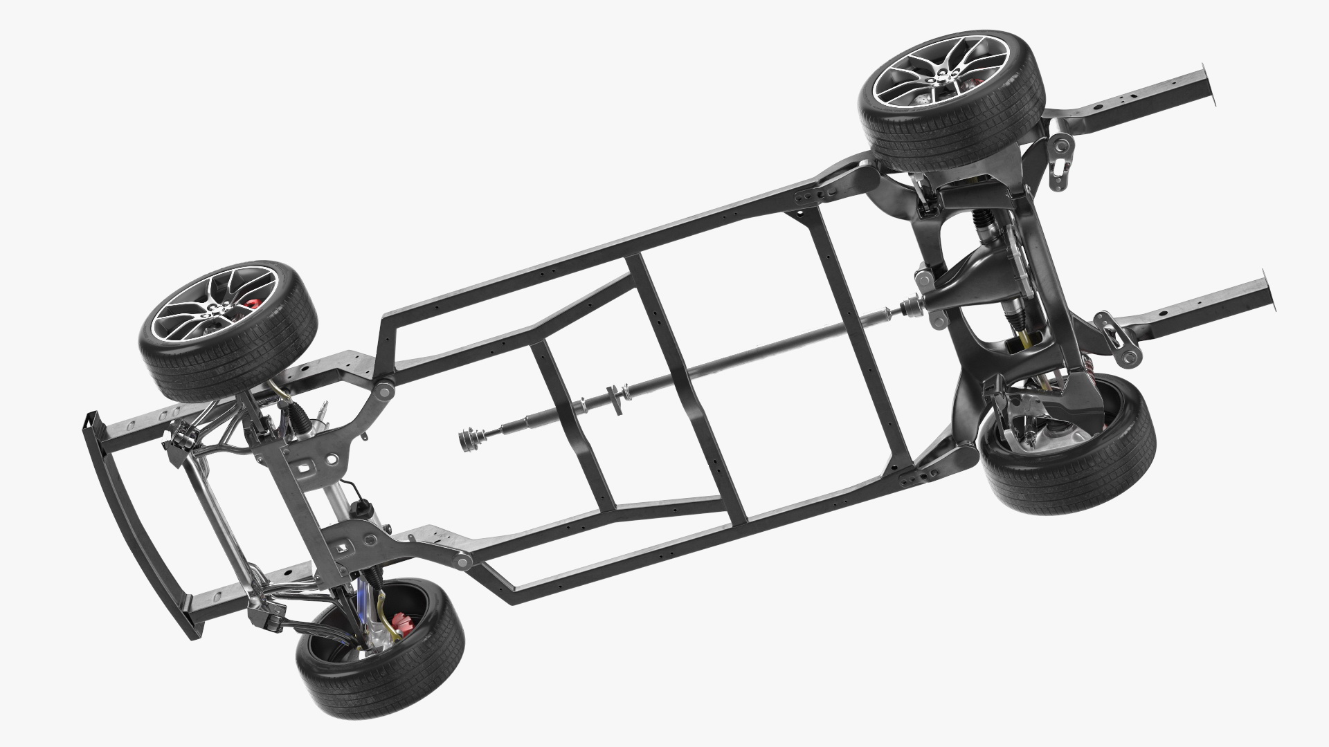 3D Car Chassis with Suspension and Wheels model