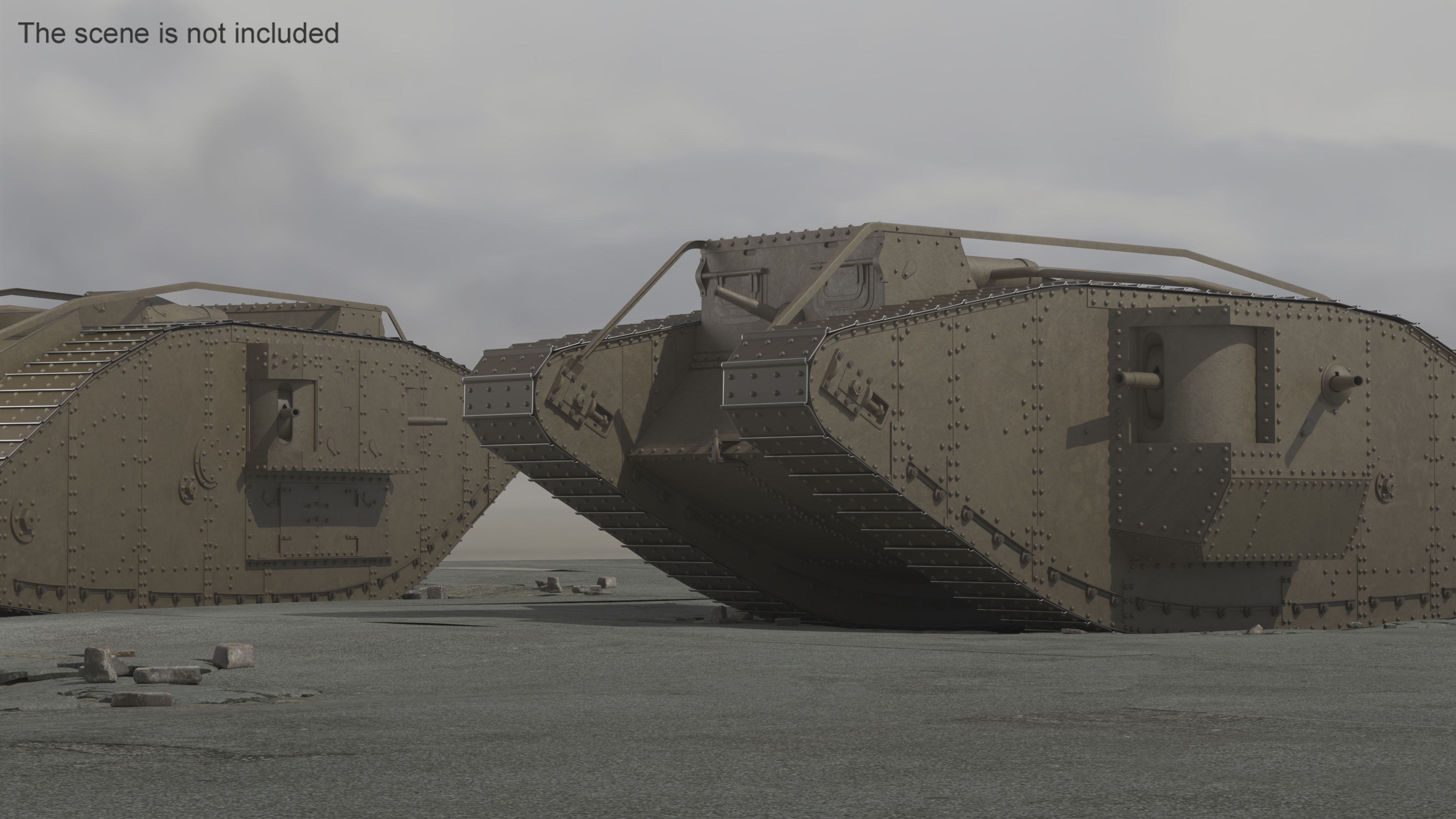 3D Tank MK 4 Male Rigged