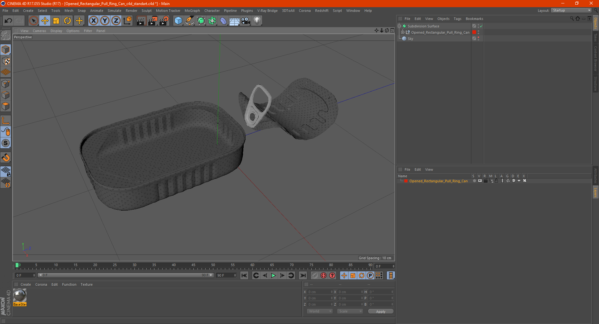 3D model Open Rectangular Pull Ring Can