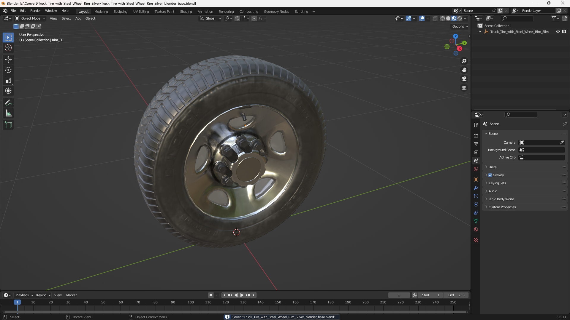 Truck Tire with Steel Wheel Rim Silver - view 10