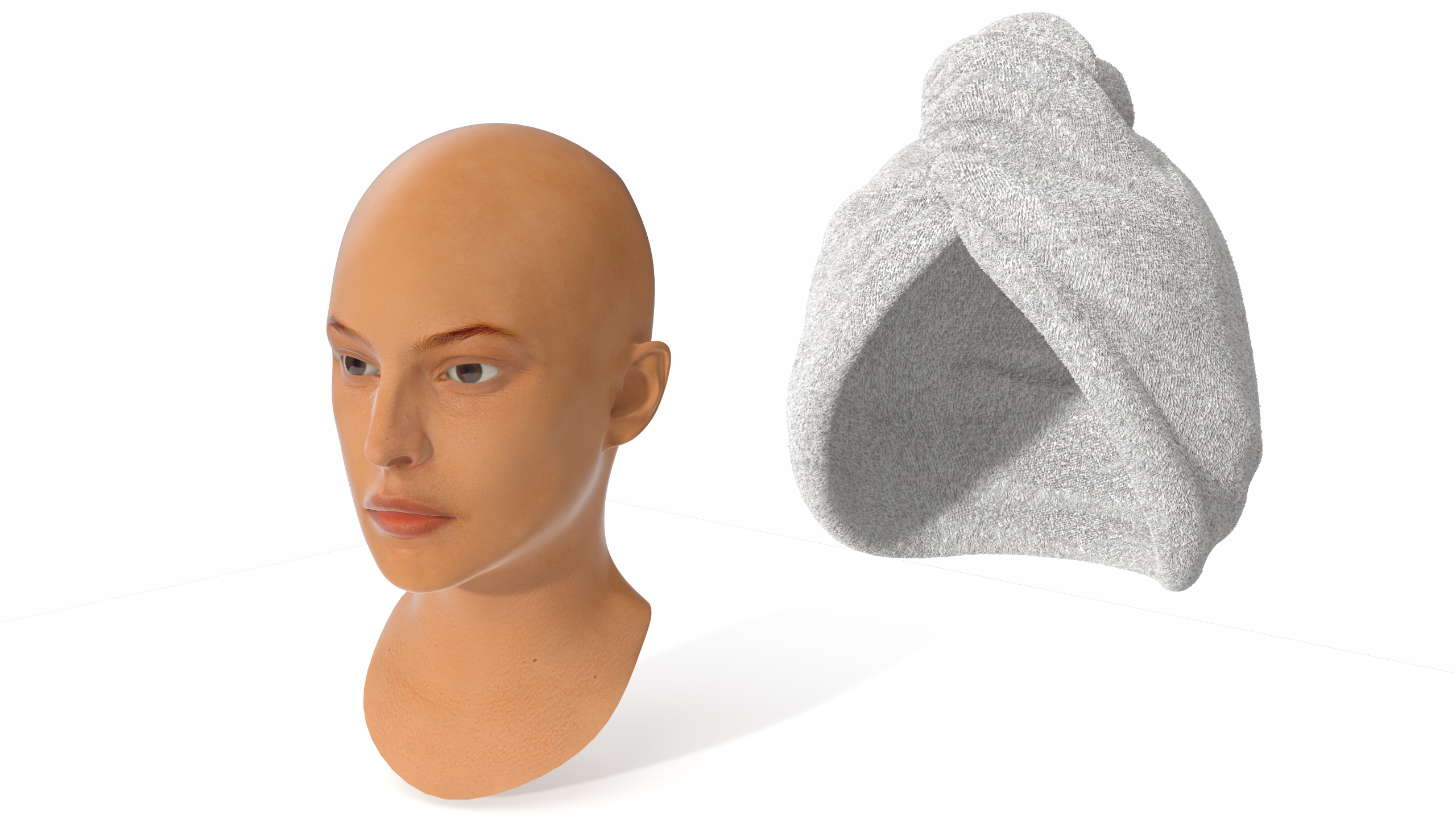 3D model Towel on the Head is White Fur