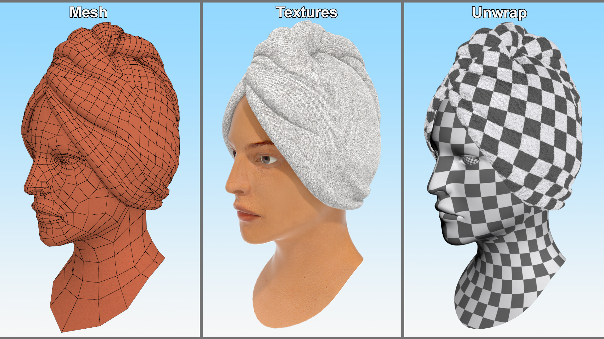 3D model Towel on the Head is White Fur