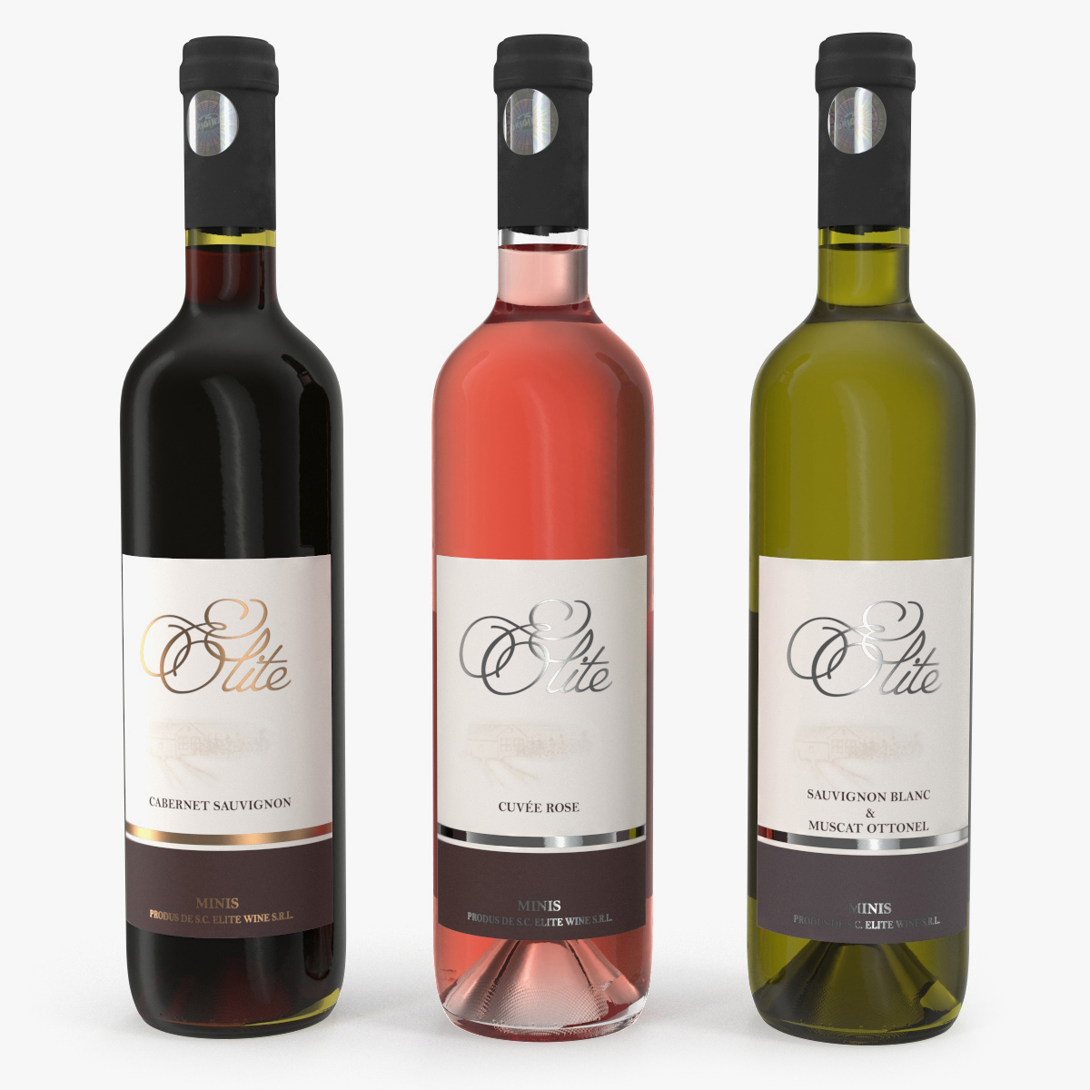 Three Wine Bottles