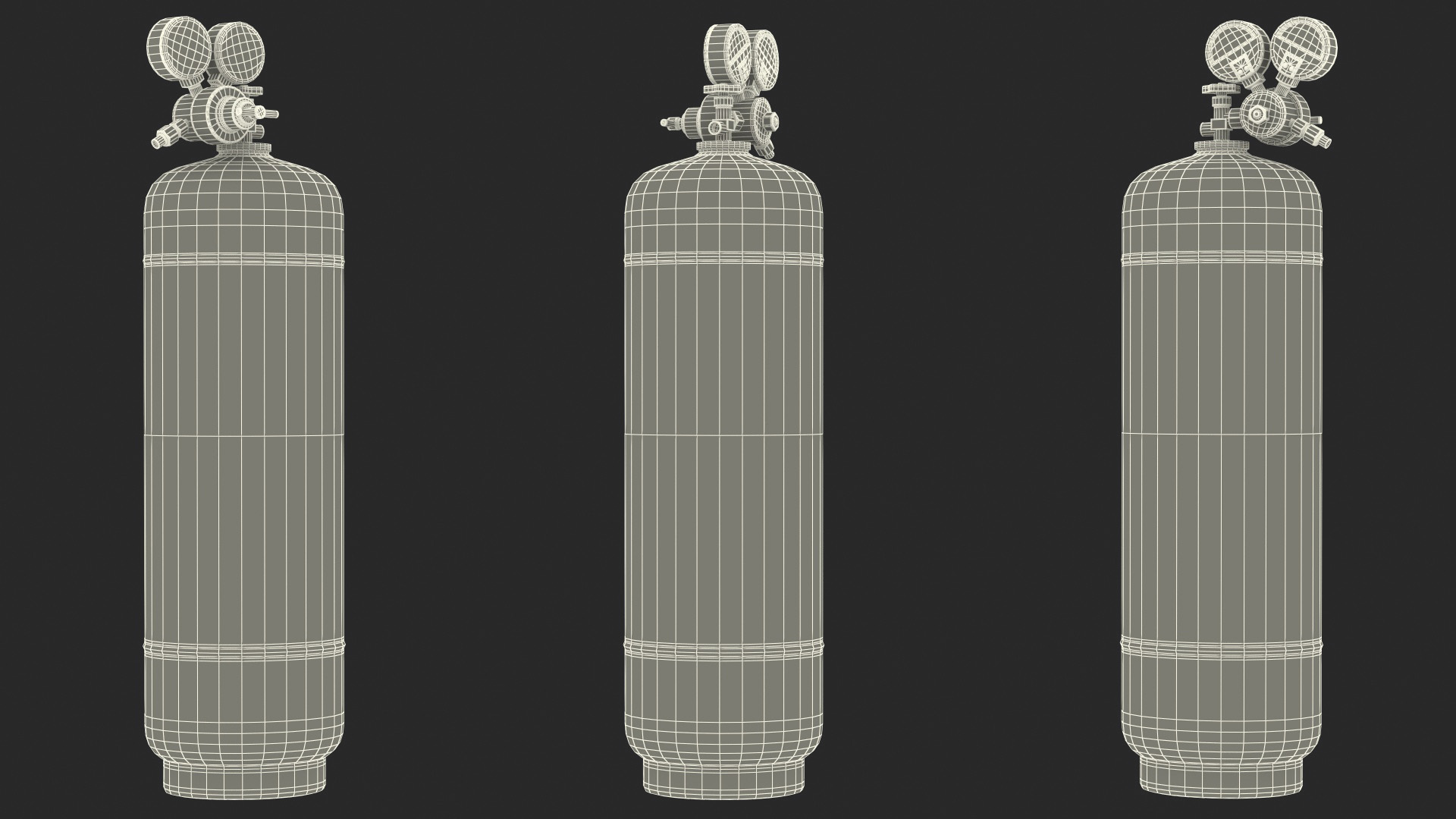 3D Acetylene Gas Cylinder with Regulator Old