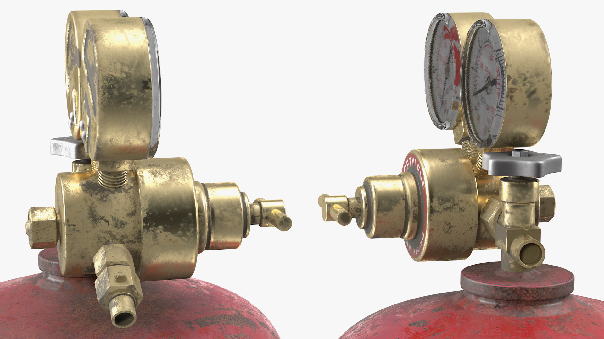 3D Acetylene Gas Cylinder with Regulator Old