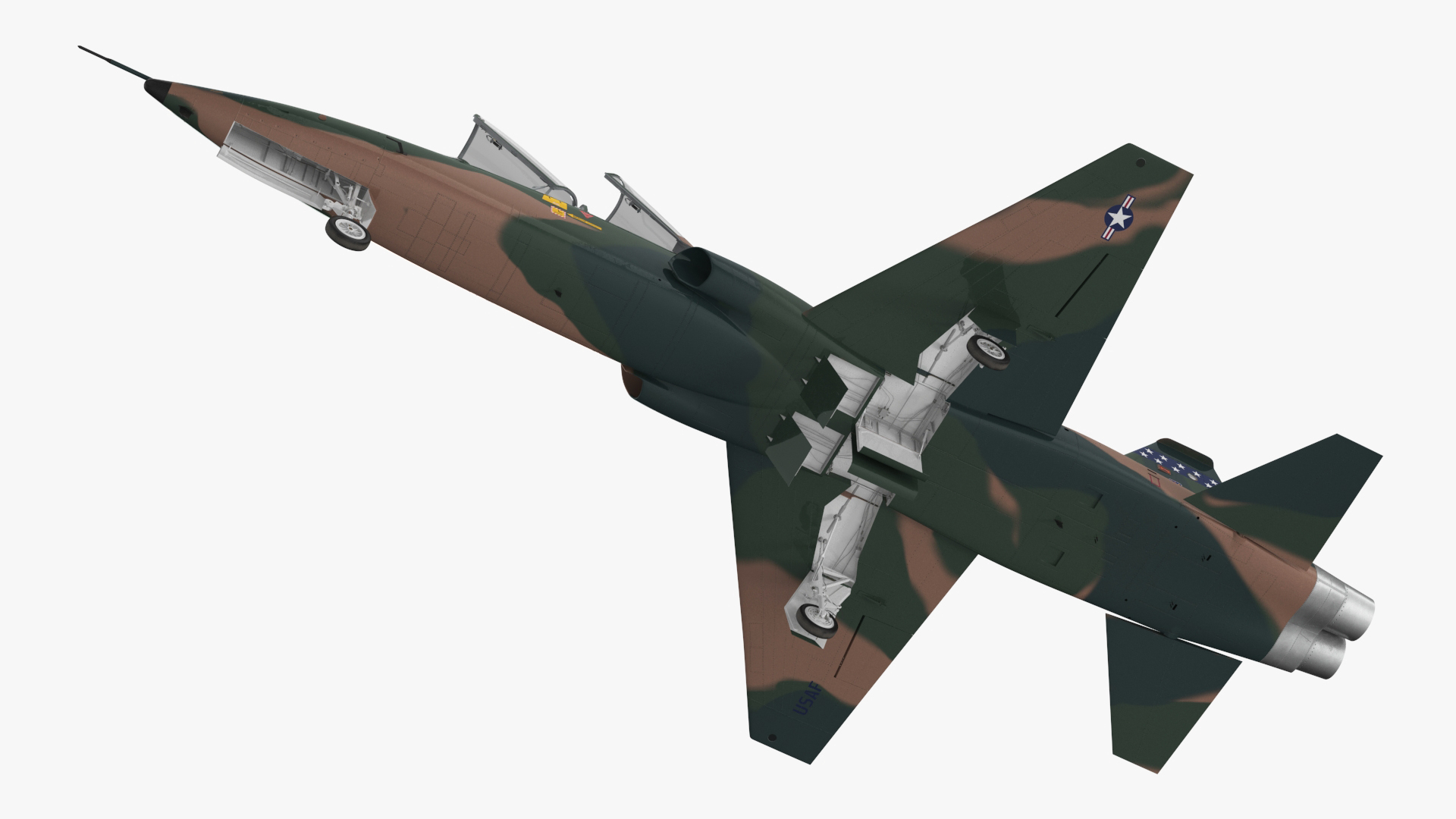 Trainer Jet Military T-38 Talon Camo Rigged for Cinema 4D 3D