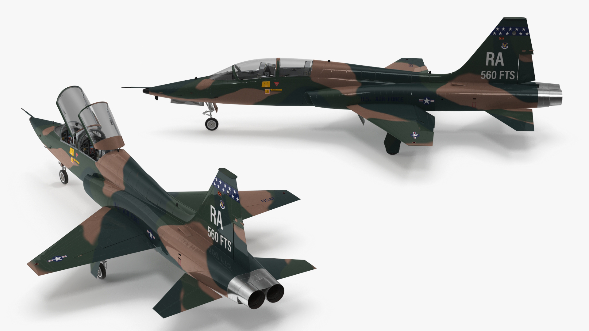 Trainer Jet Military T-38 Talon Camo Rigged for Cinema 4D 3D