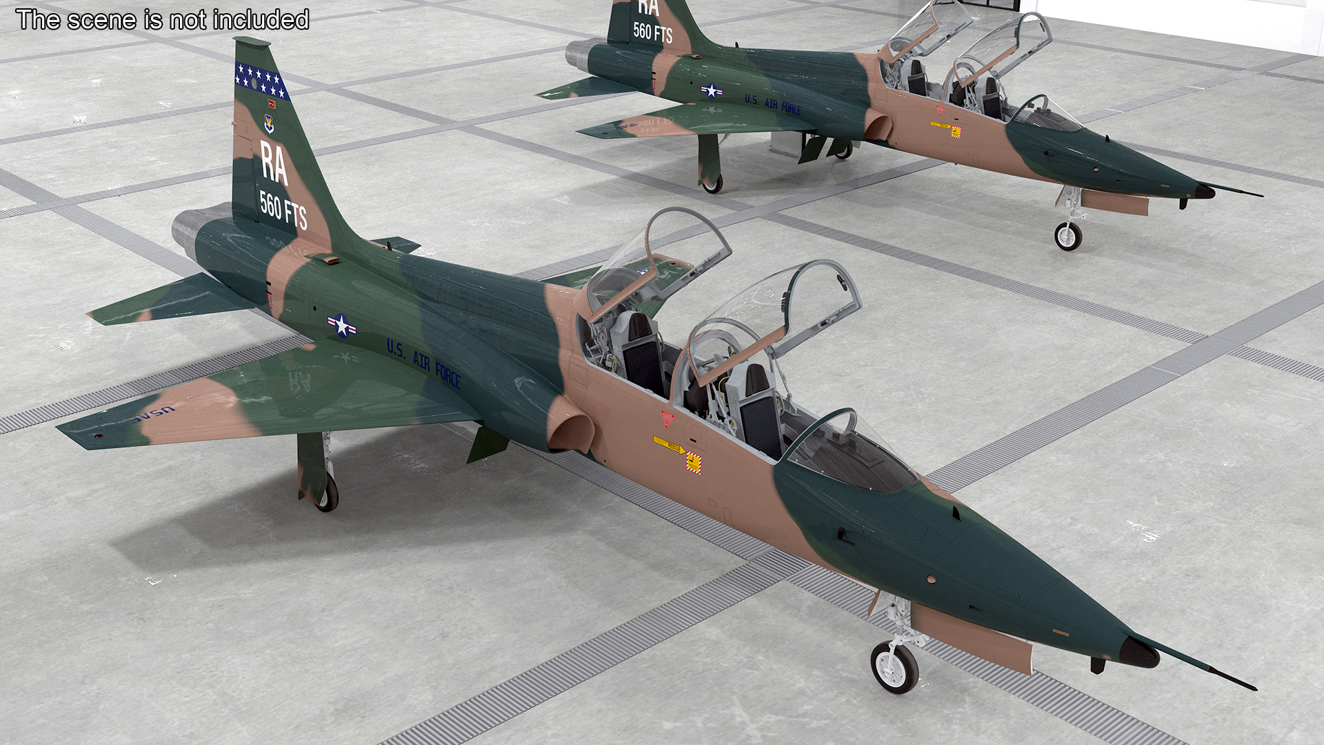 Trainer Jet Military T-38 Talon Camo Rigged for Cinema 4D 3D