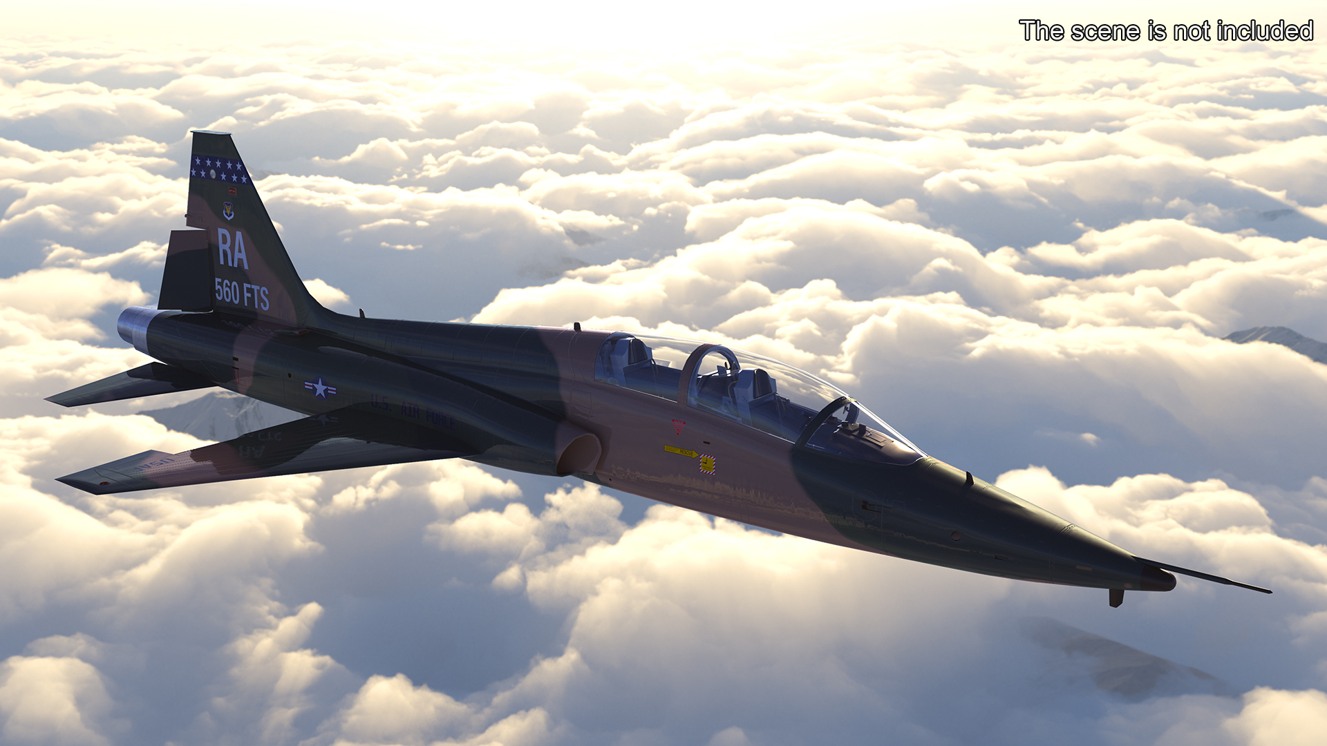 Trainer Jet Military T-38 Talon Camo Rigged for Cinema 4D 3D