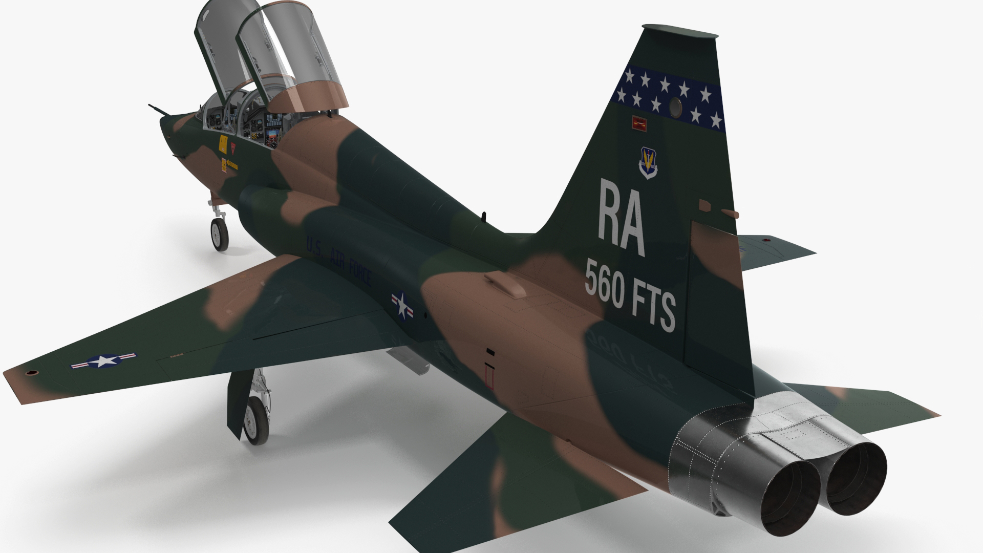 Trainer Jet Military T-38 Talon Camo Rigged for Cinema 4D 3D