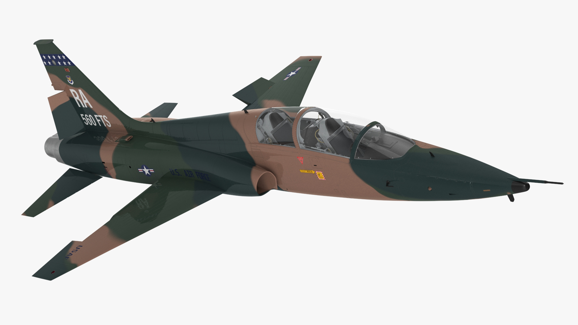 Trainer Jet Military T-38 Talon Camo Rigged for Cinema 4D 3D