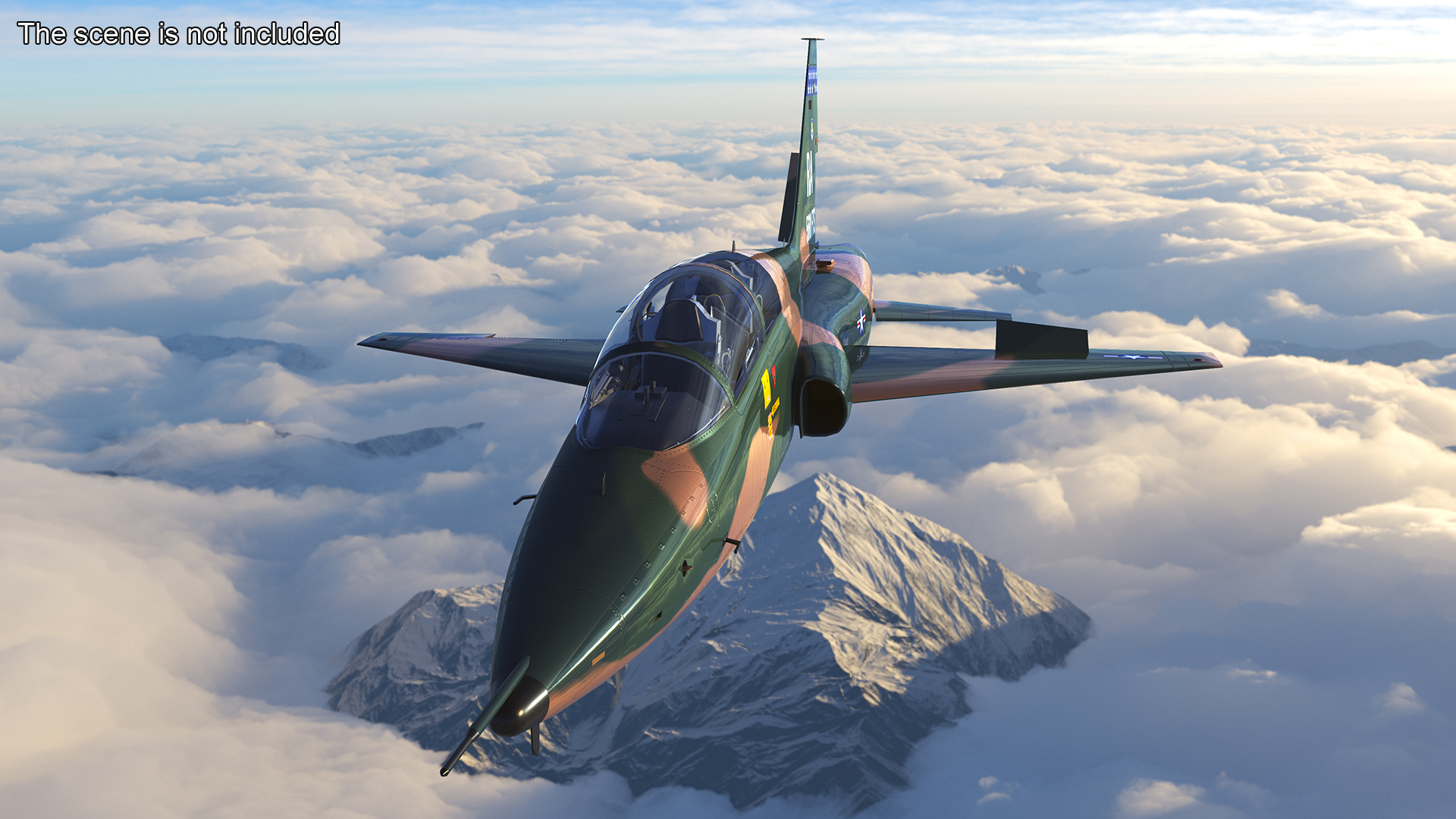 Trainer Jet Military T-38 Talon Camo Rigged for Cinema 4D 3D