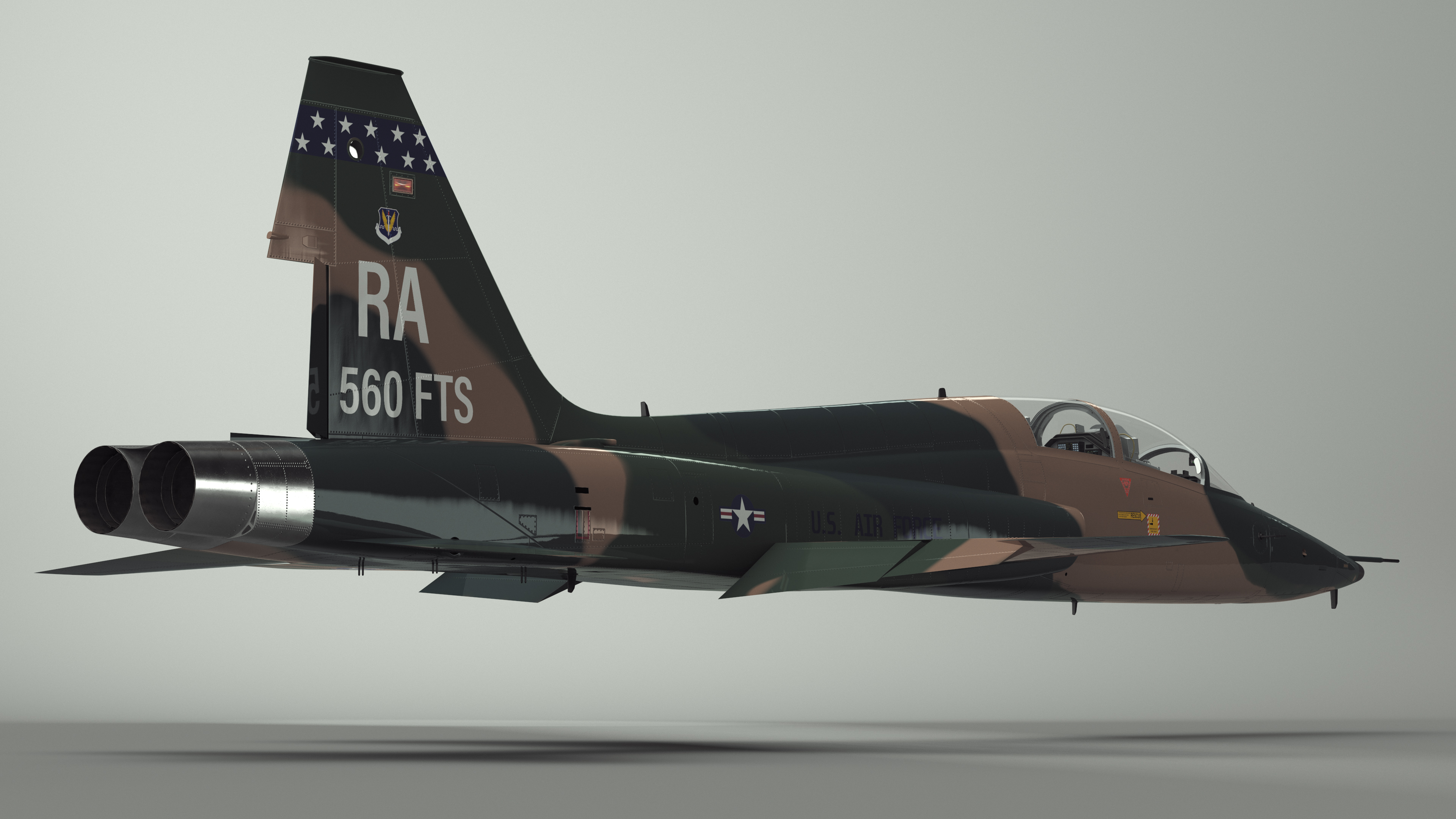 Trainer Jet Military T-38 Talon Camo Rigged for Cinema 4D 3D