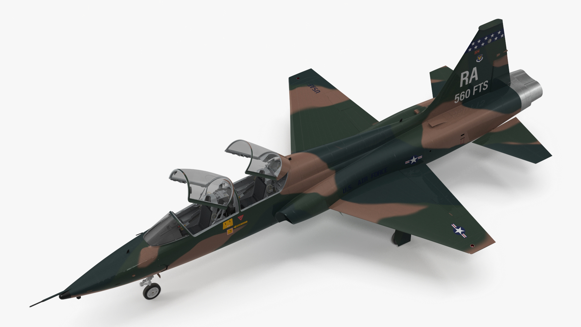 Trainer Jet Military T-38 Talon Camo Rigged for Cinema 4D 3D