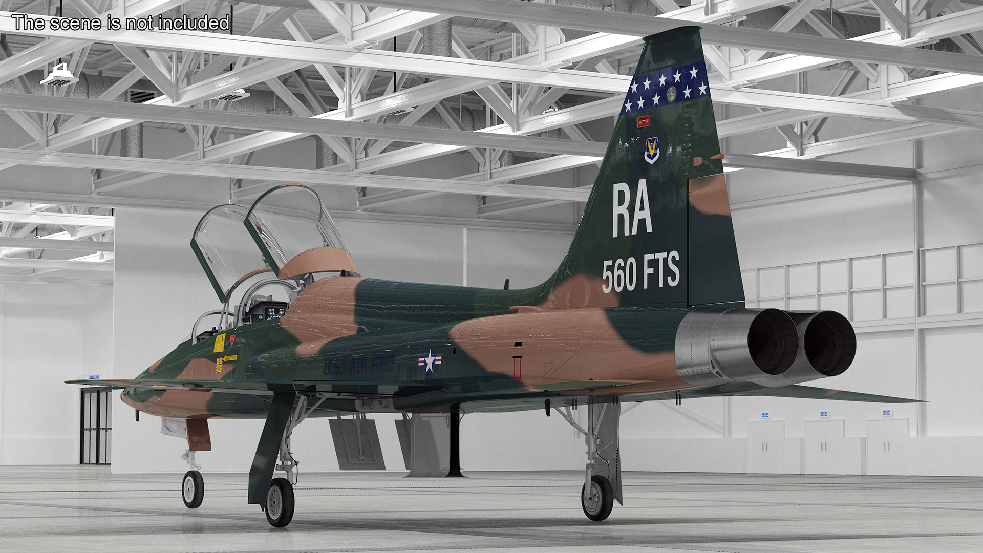Trainer Jet Military T-38 Talon Camo Rigged for Cinema 4D 3D