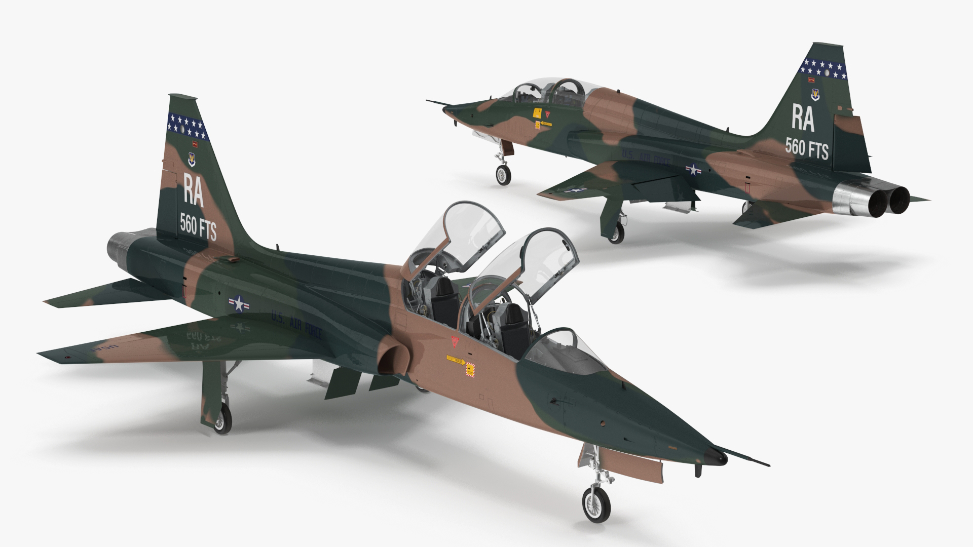 Trainer Jet Military T-38 Talon Camo Rigged for Cinema 4D 3D