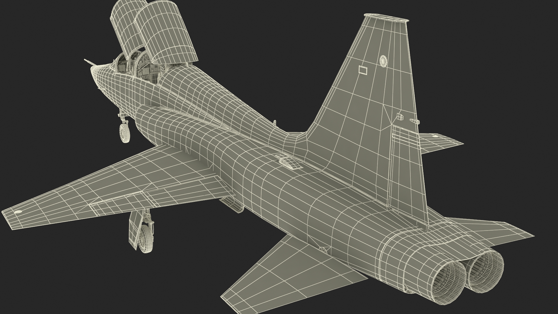 Trainer Jet Military T-38 Talon Camo Rigged for Cinema 4D 3D