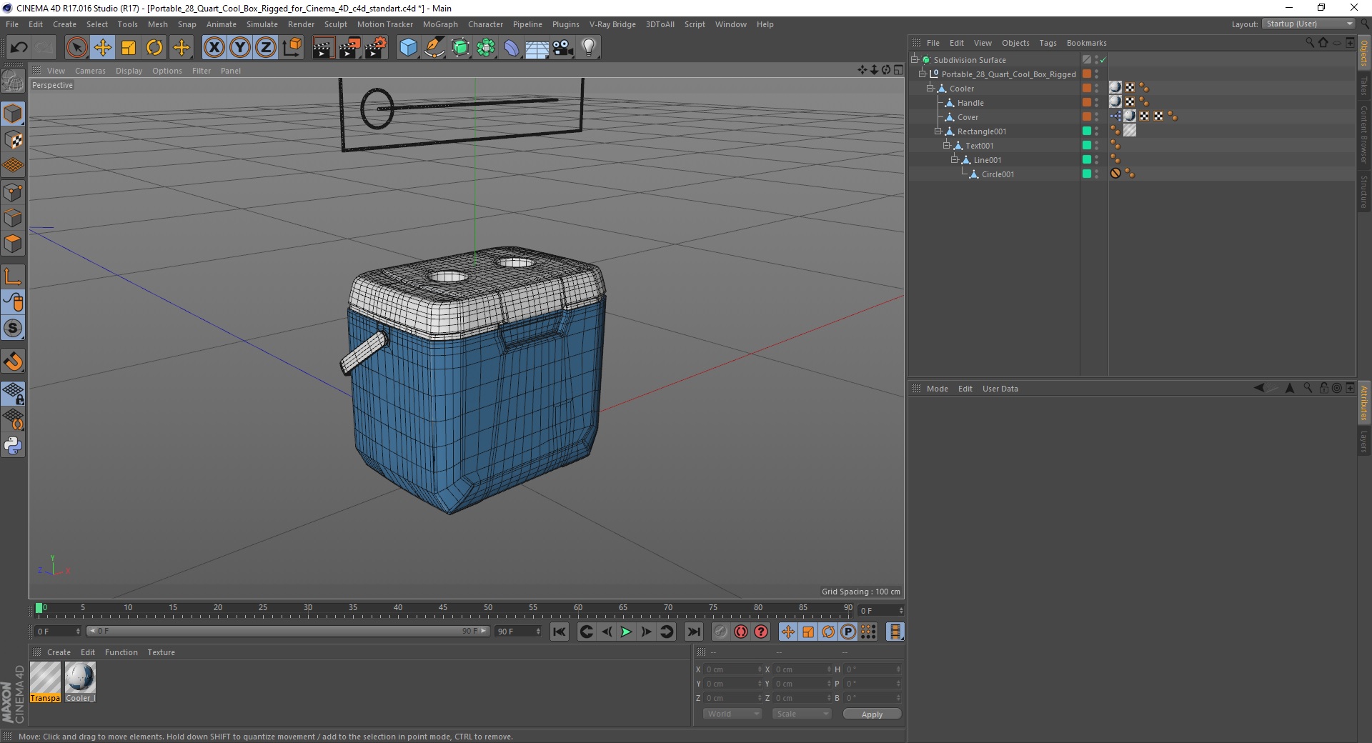 Portable 28 Quart Cool Box Rigged for Cinema 4D 3D