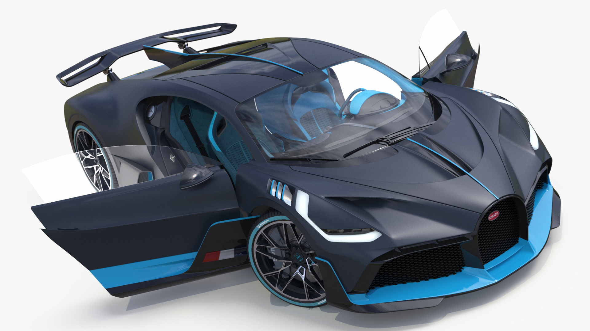 Bugatti Divo Titanium Liquid Silver Rigged 3D