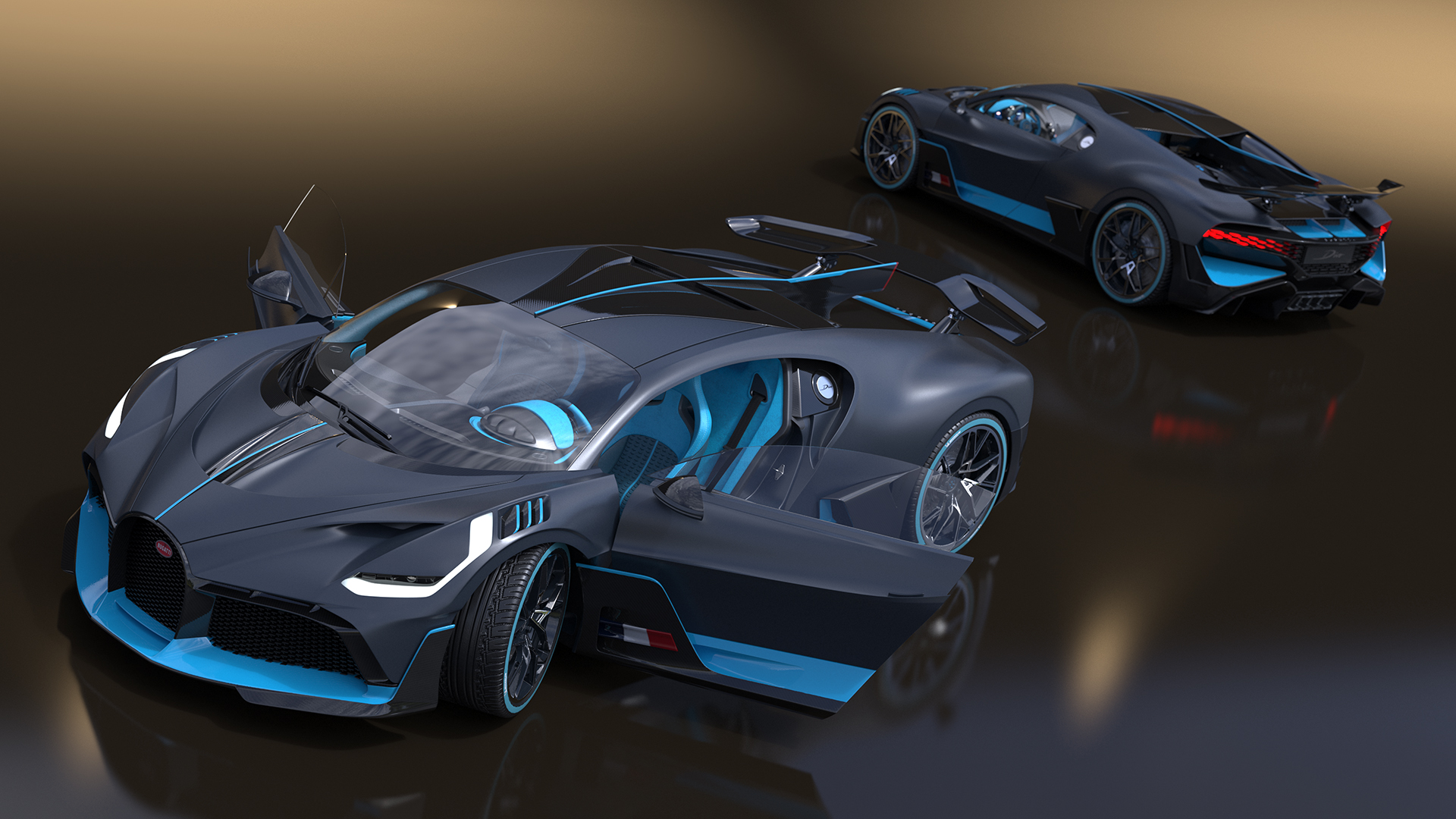 Bugatti Divo Titanium Liquid Silver Rigged 3D
