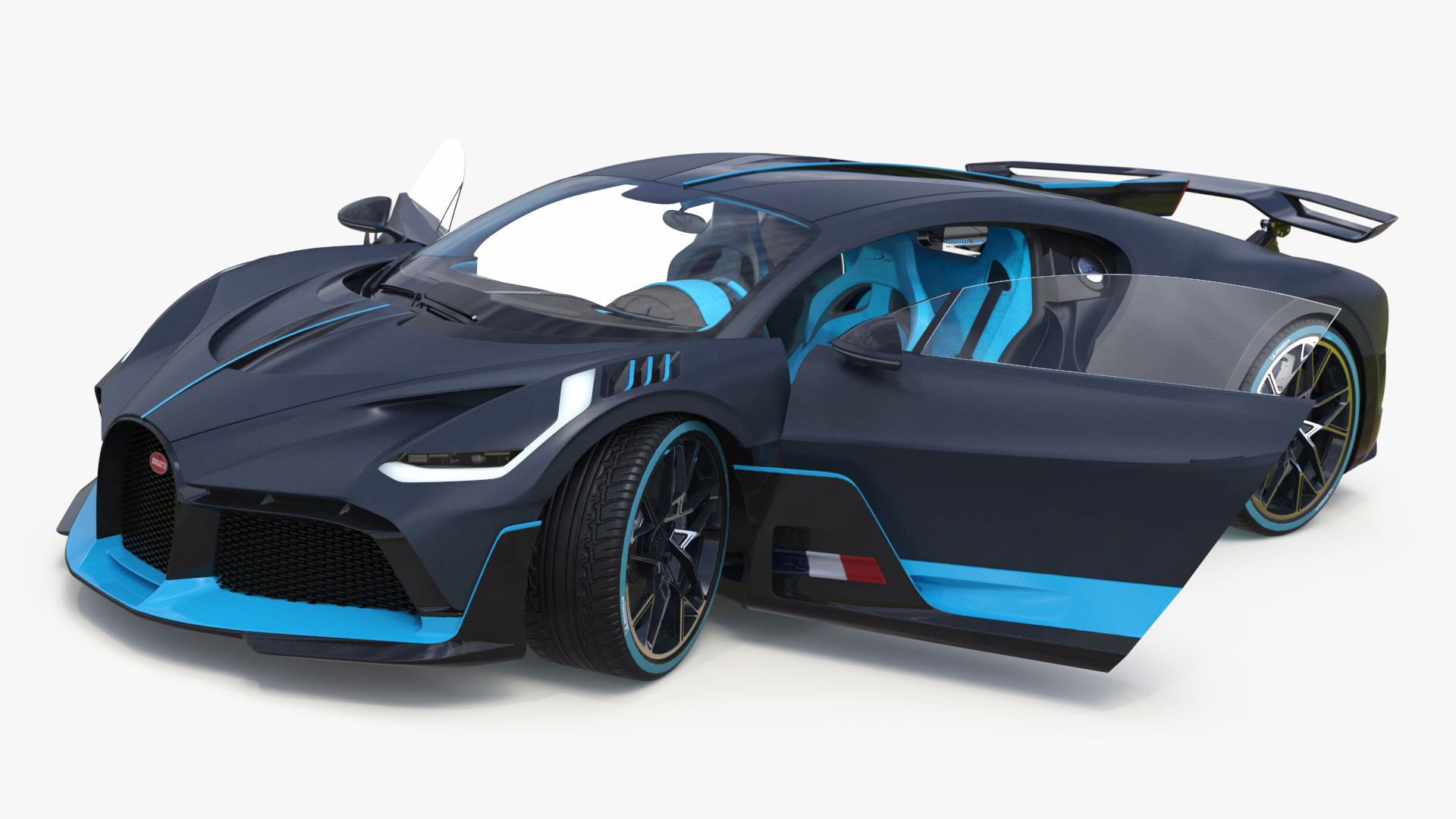 Bugatti Divo Titanium Liquid Silver Rigged 3D