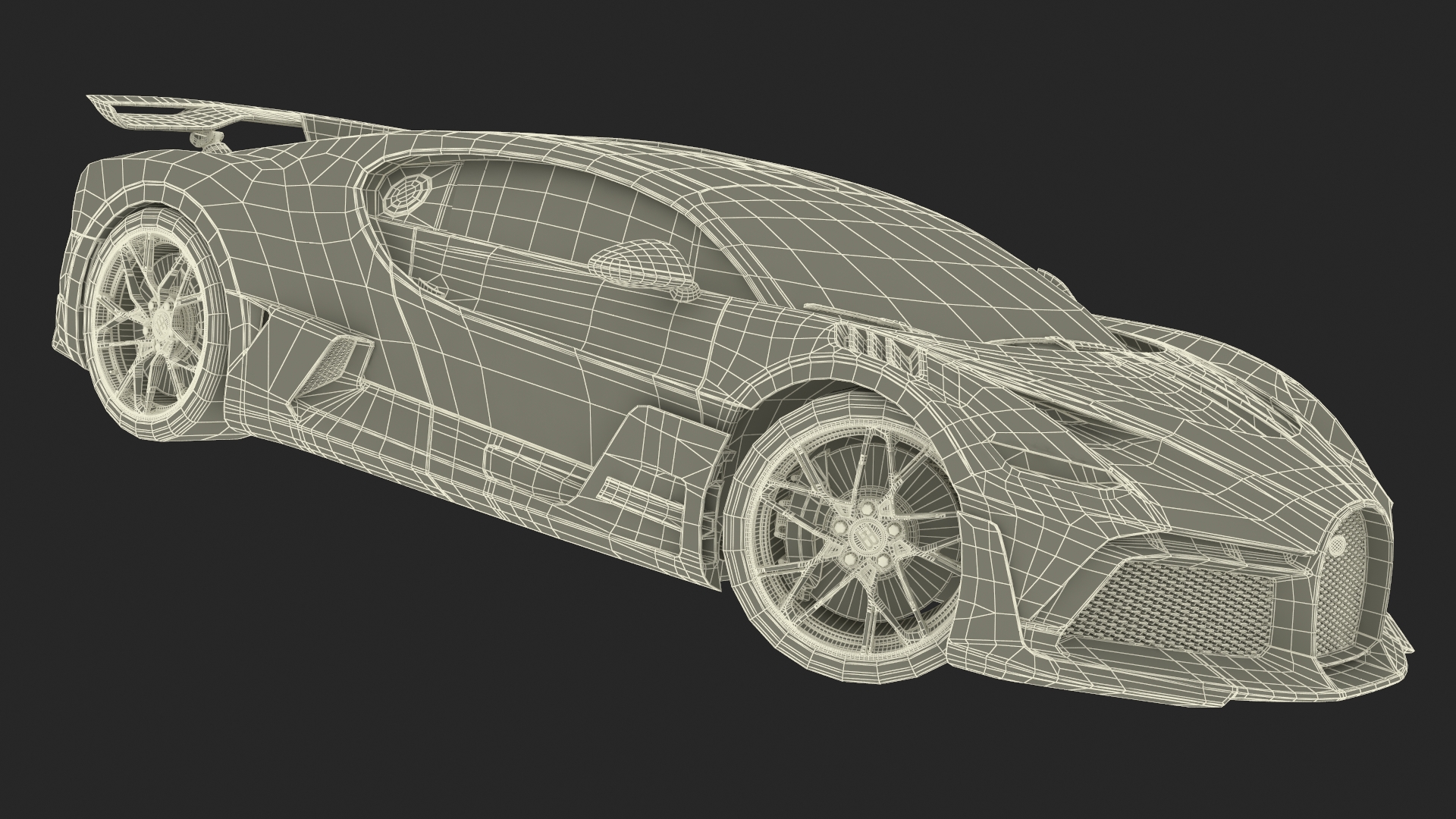 Bugatti Divo Titanium Liquid Silver Rigged 3D