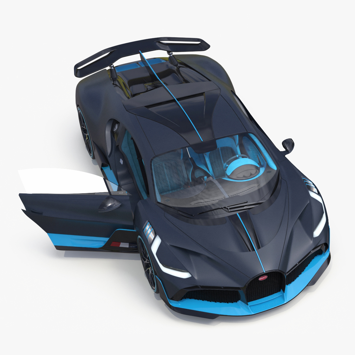 Bugatti Divo Titanium Liquid Silver Rigged 3D