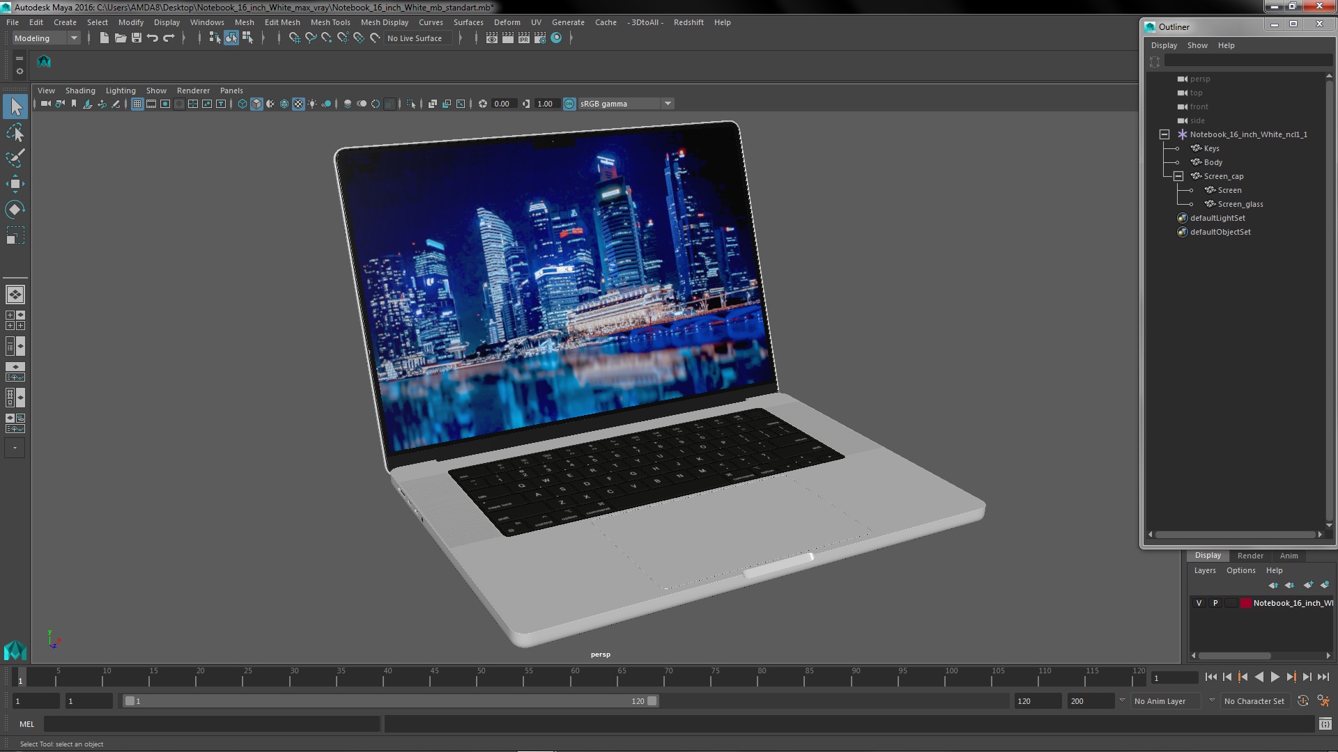 Notebook 16 inch White 3D