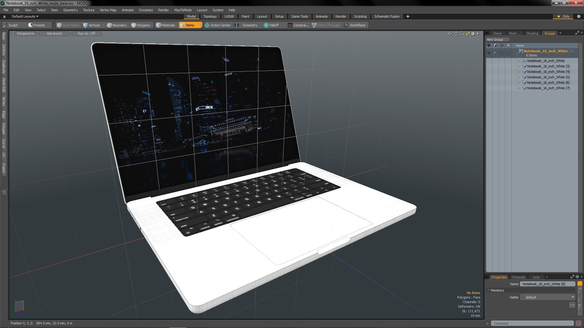 Notebook 16 inch White 3D