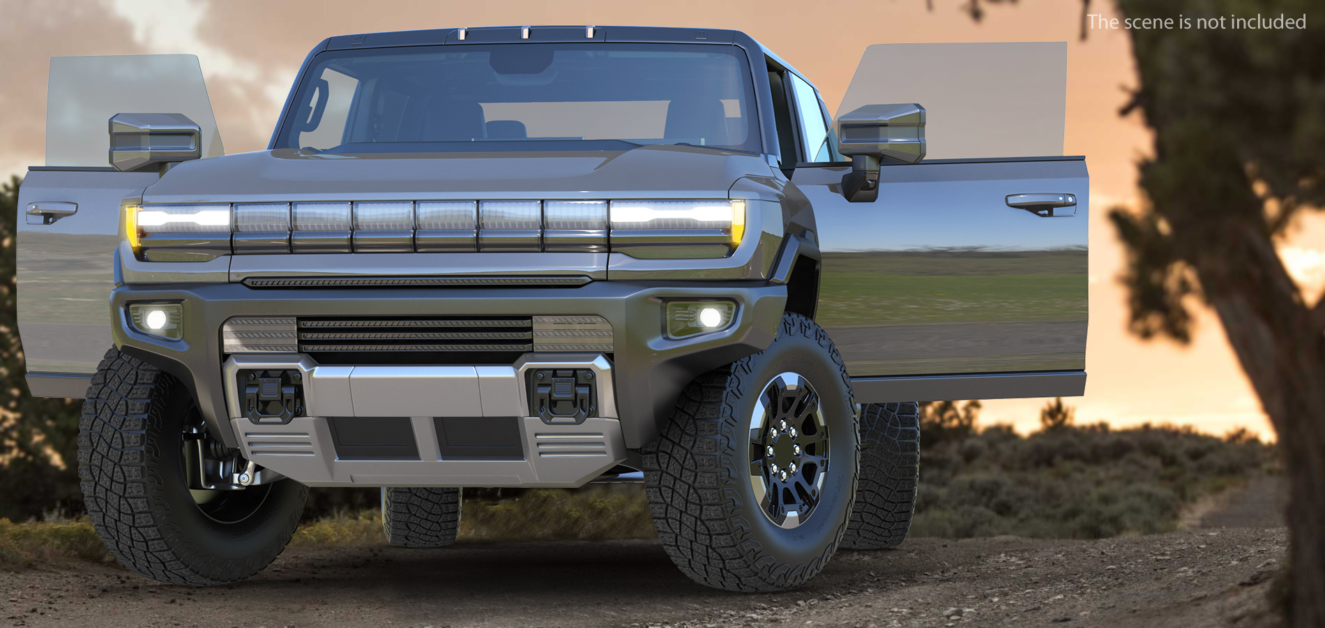 3D model Luxury Electric Pickup Truck Gray Rigged