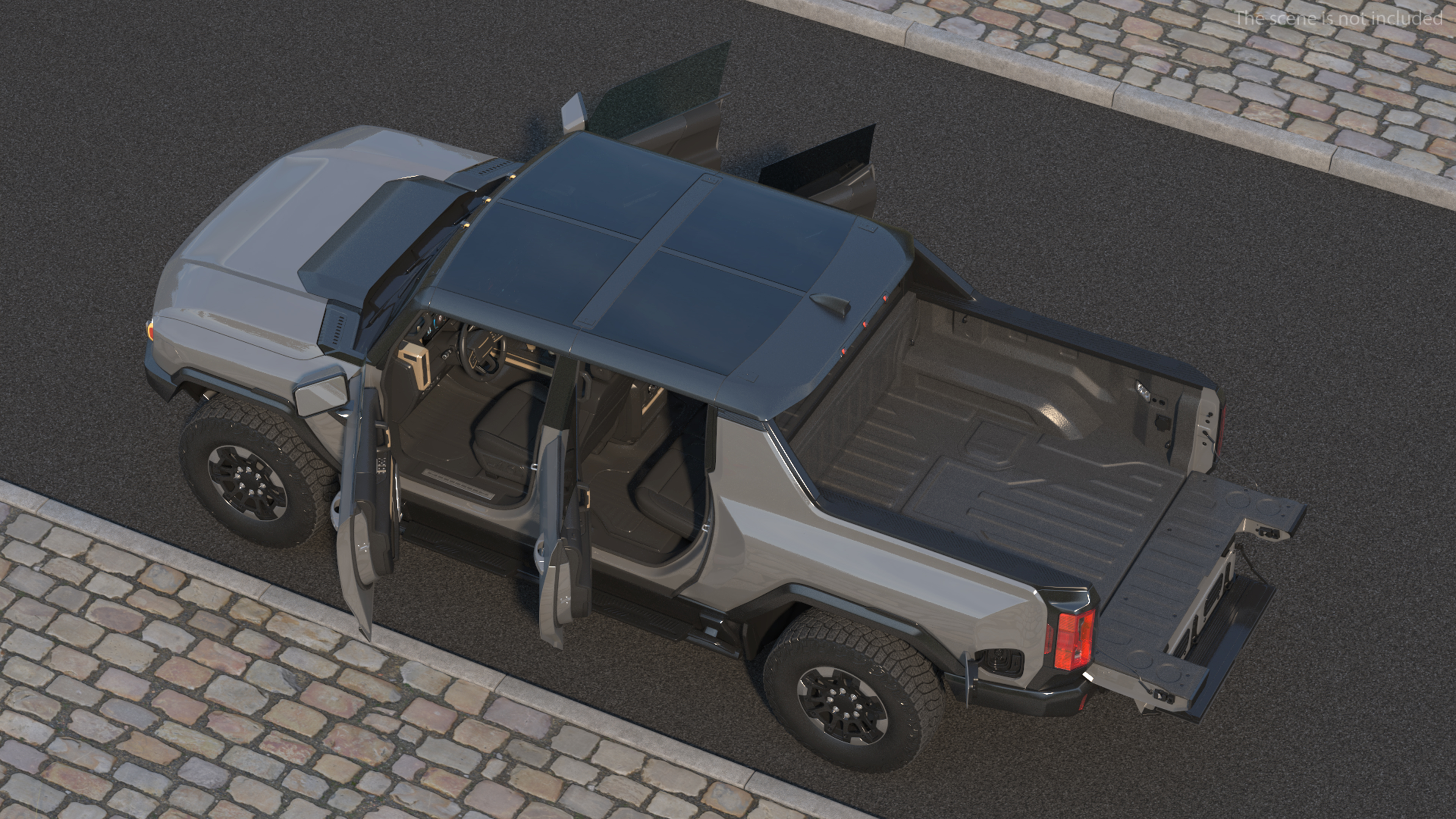 3D model Luxury Electric Pickup Truck Gray Rigged