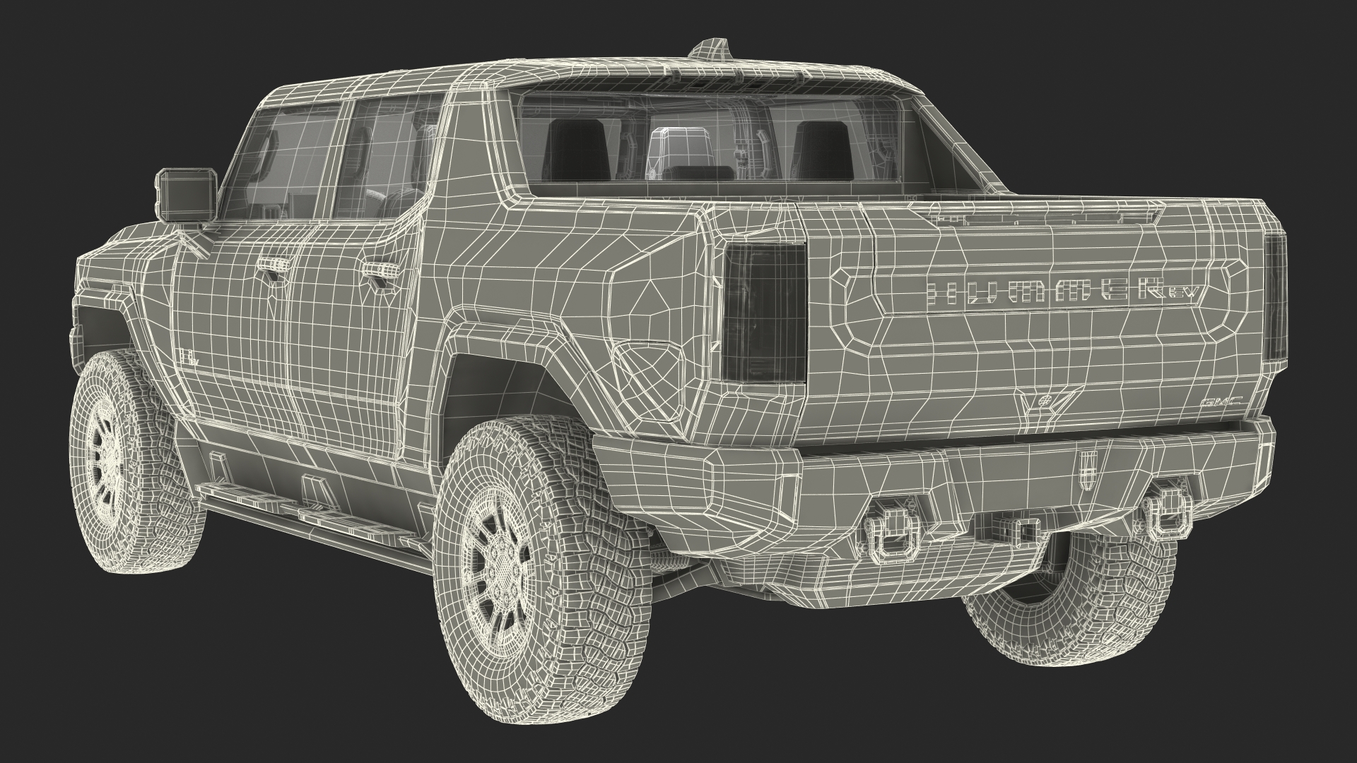 3D model Luxury Electric Pickup Truck Gray Rigged