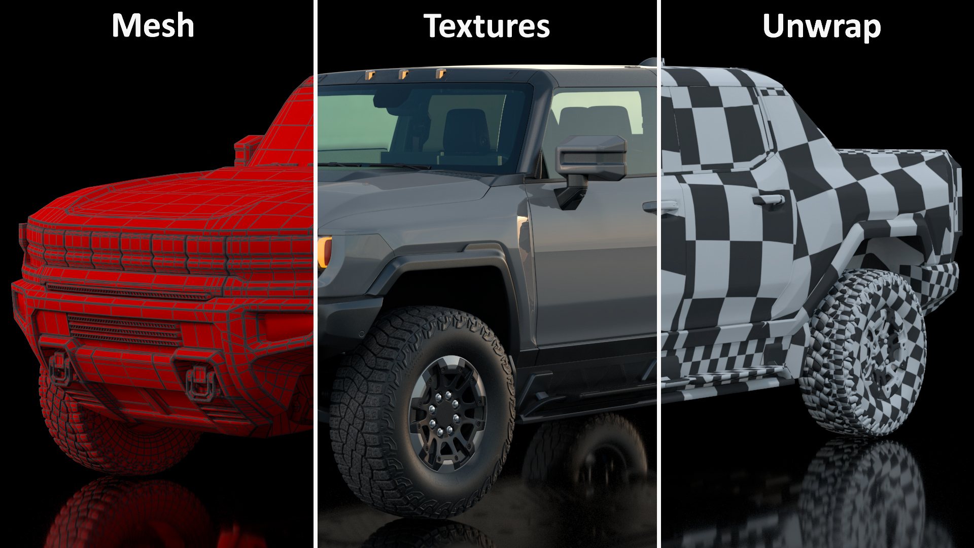 3D model Luxury Electric Pickup Truck Gray Rigged