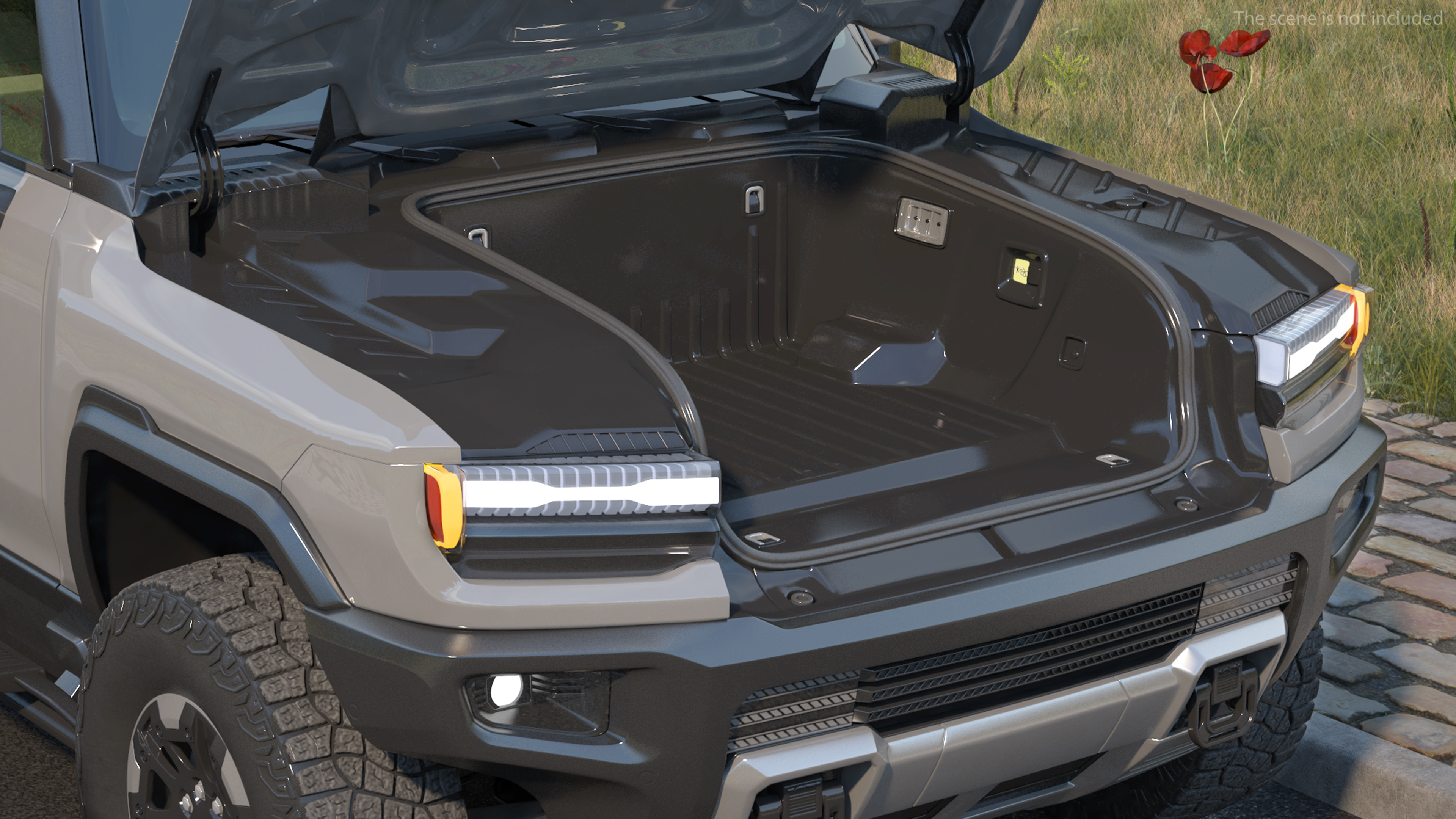 3D model Luxury Electric Pickup Truck Gray Rigged