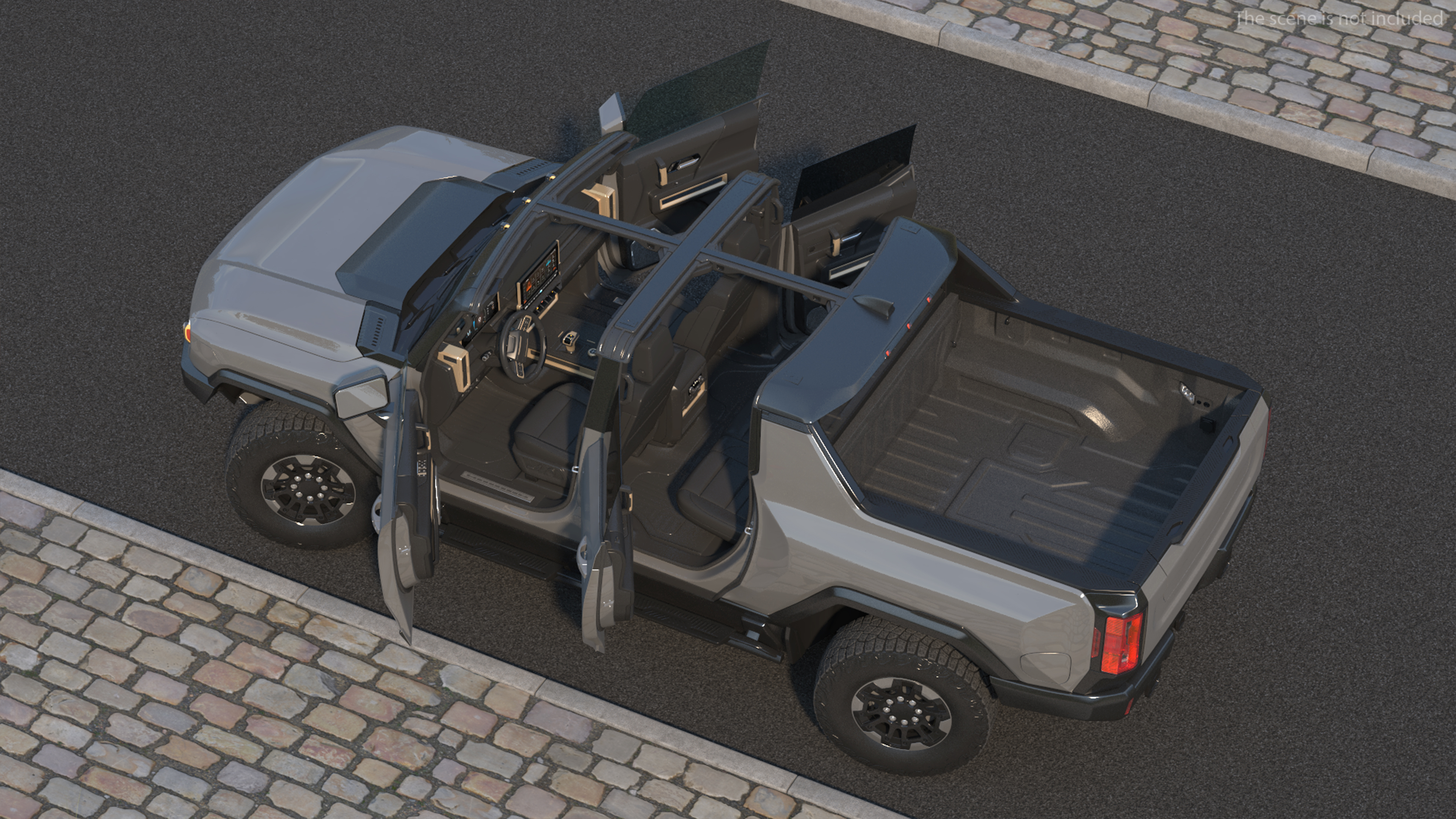 3D model Luxury Electric Pickup Truck Gray Rigged