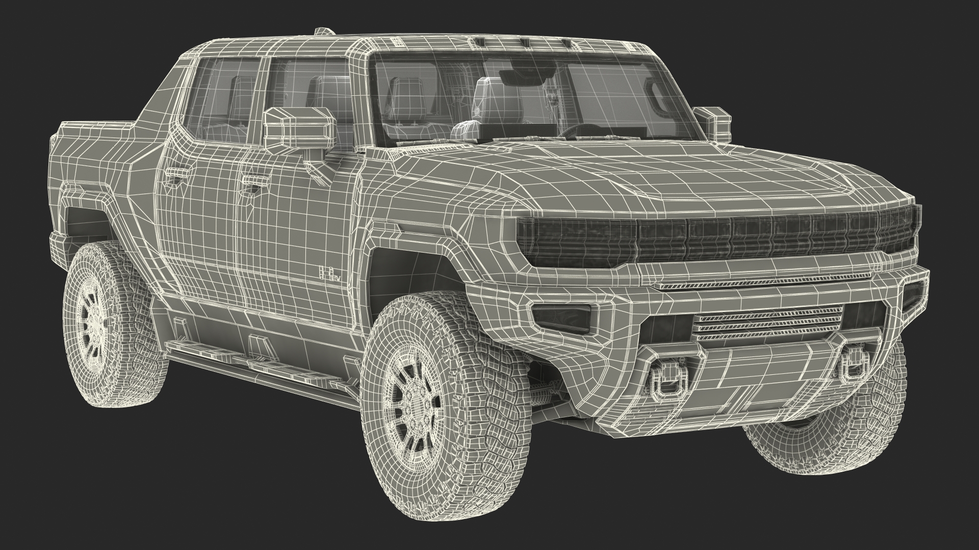 3D model Luxury Electric Pickup Truck Gray Rigged