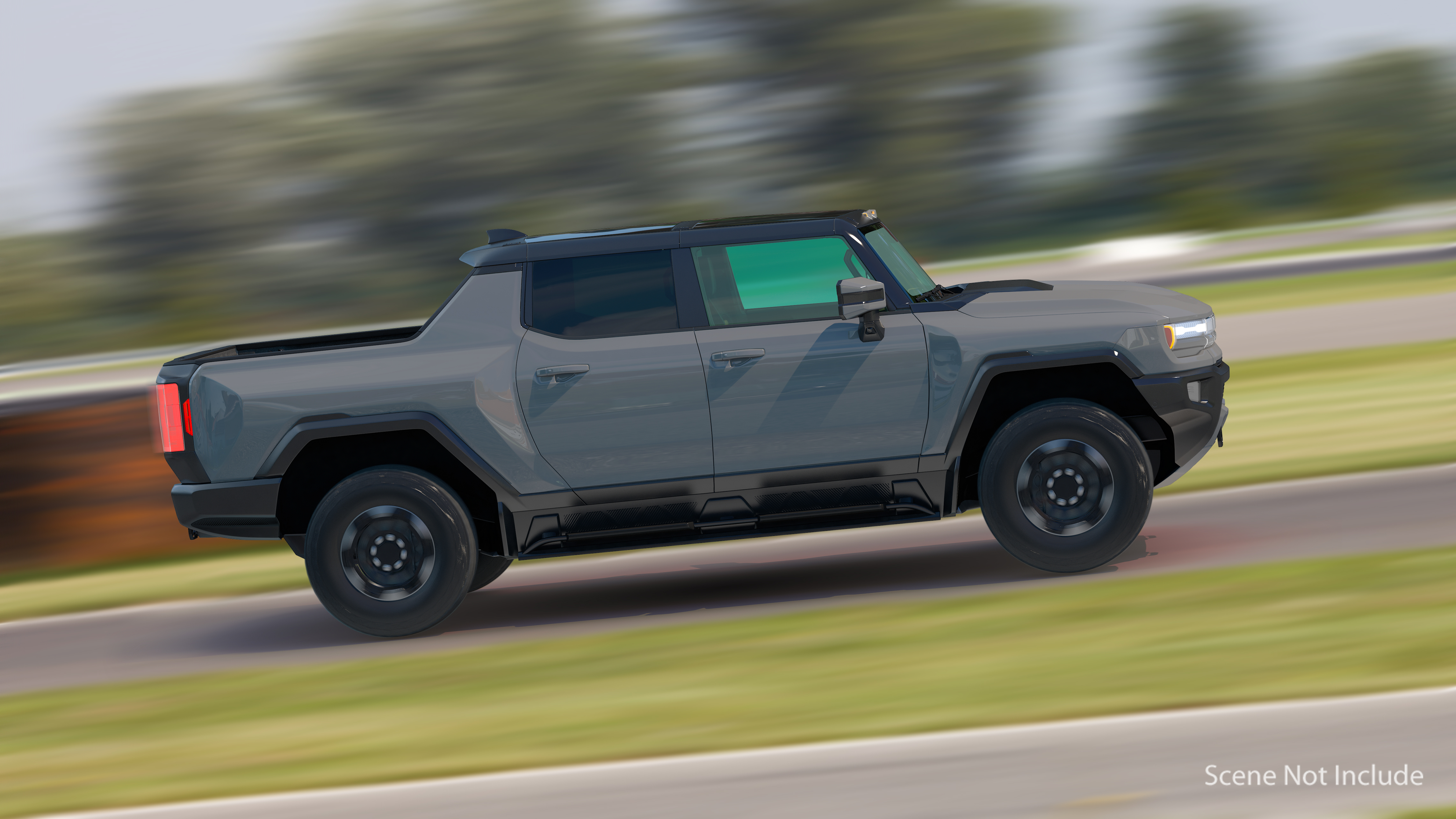 3D model Luxury Electric Pickup Truck Gray Rigged
