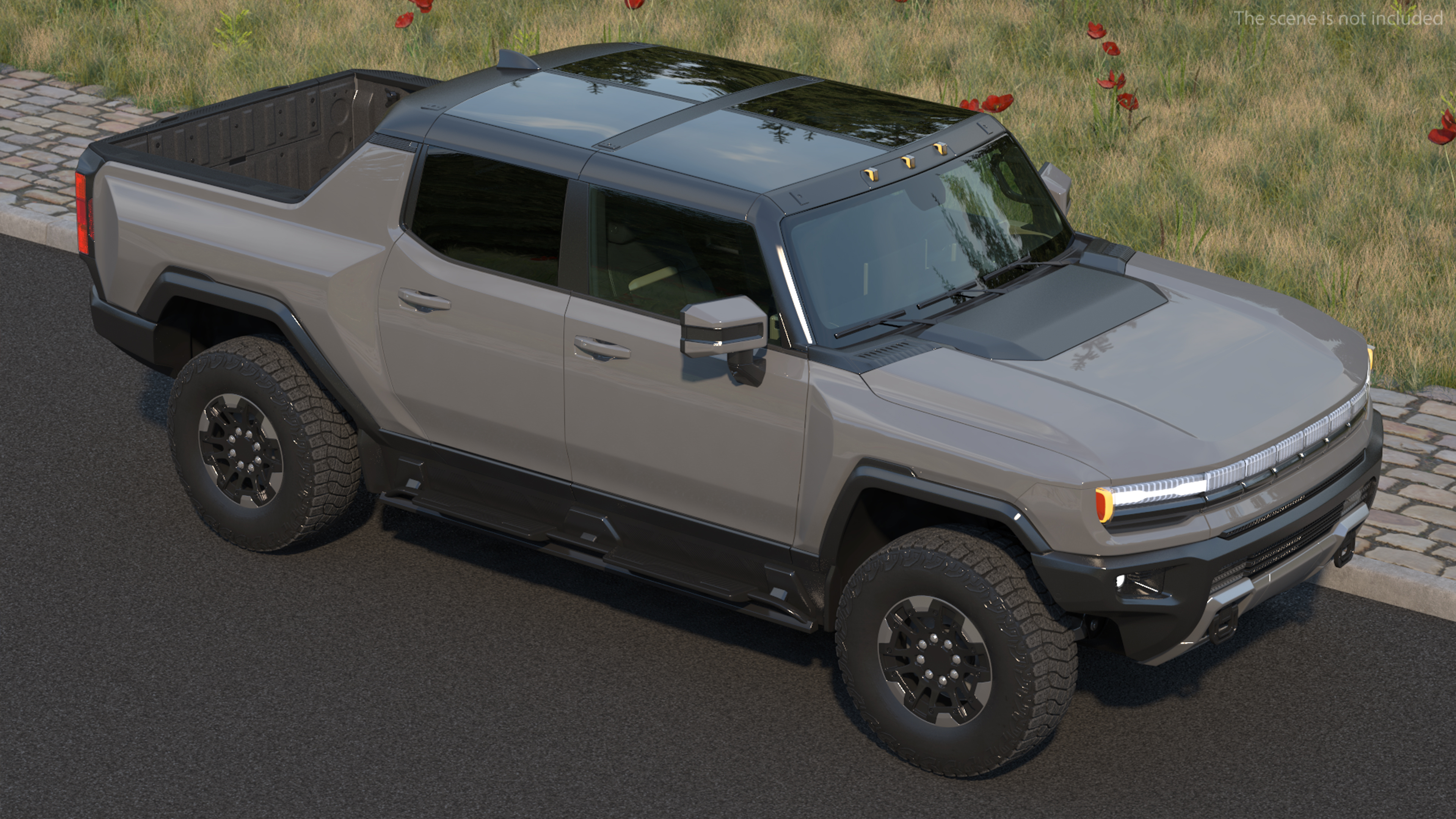 3D model Luxury Electric Pickup Truck Gray Rigged