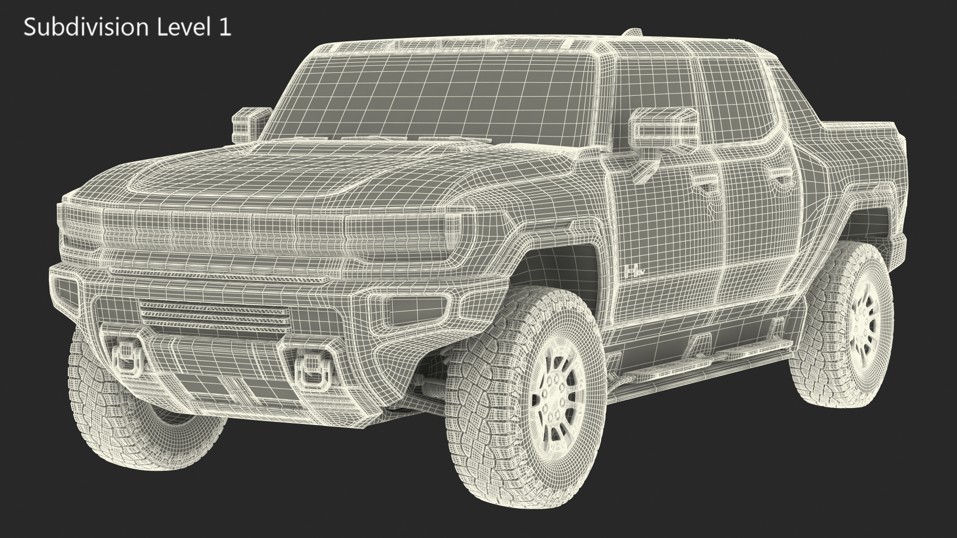 3D model Luxury Electric Pickup Truck Gray Rigged