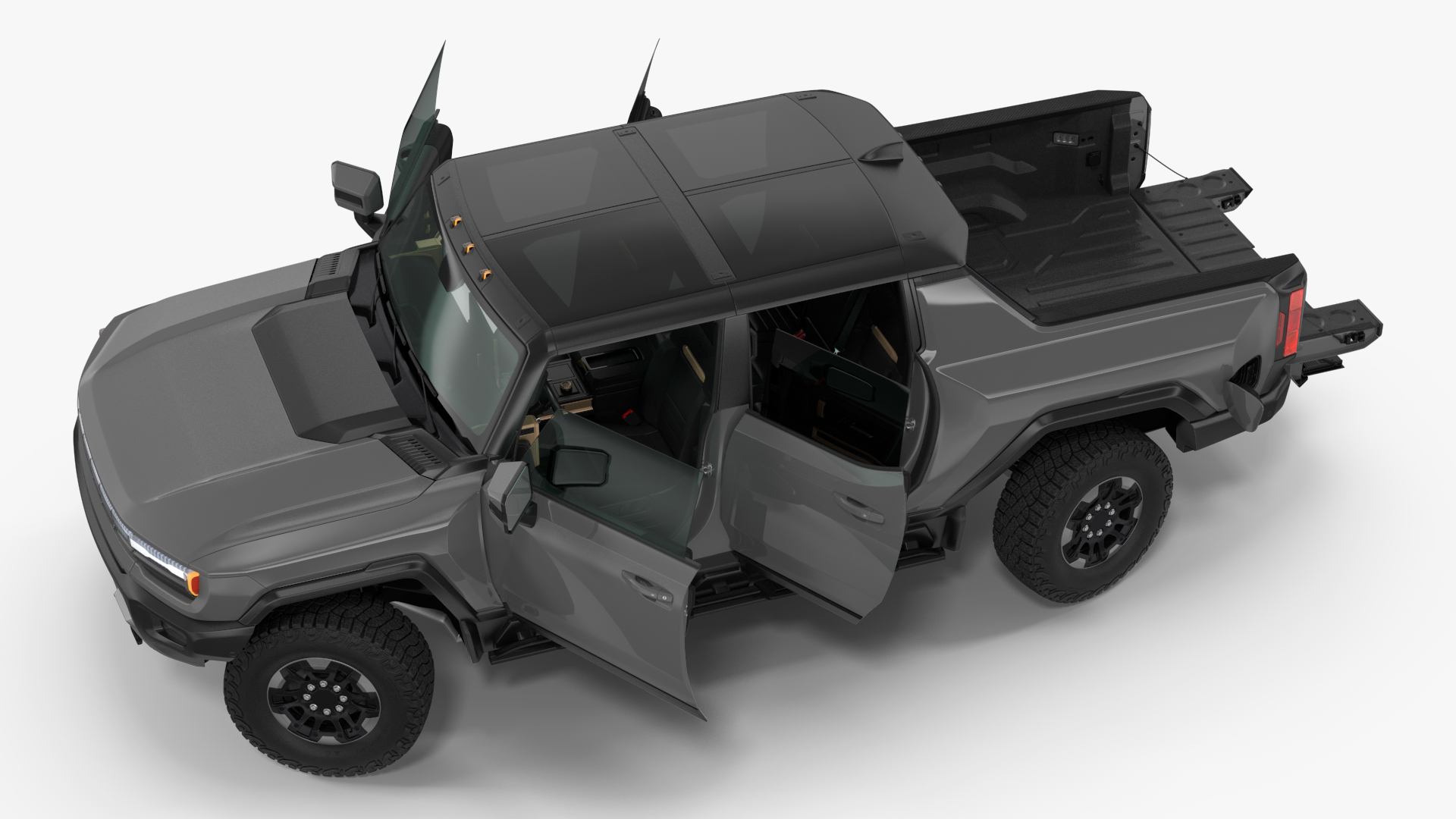 3D model Luxury Electric Pickup Truck Gray Rigged