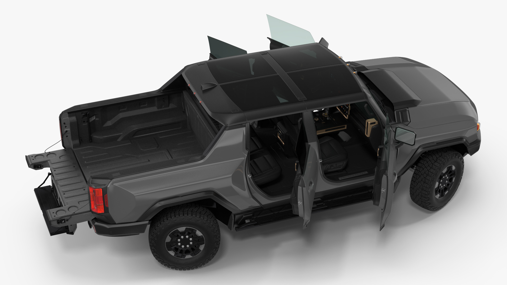 3D model Luxury Electric Pickup Truck Gray Rigged