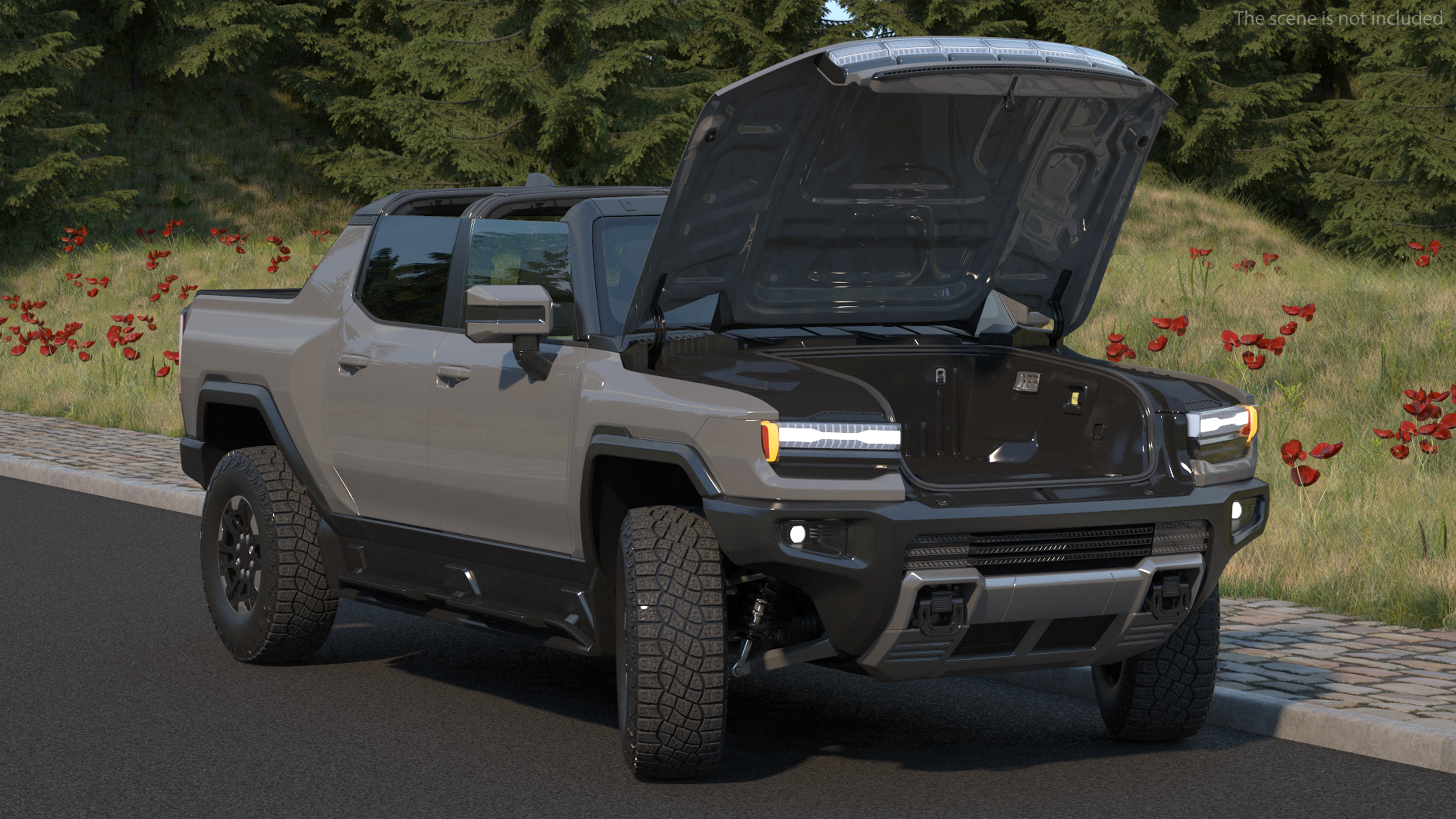 3D model Luxury Electric Pickup Truck Gray Rigged