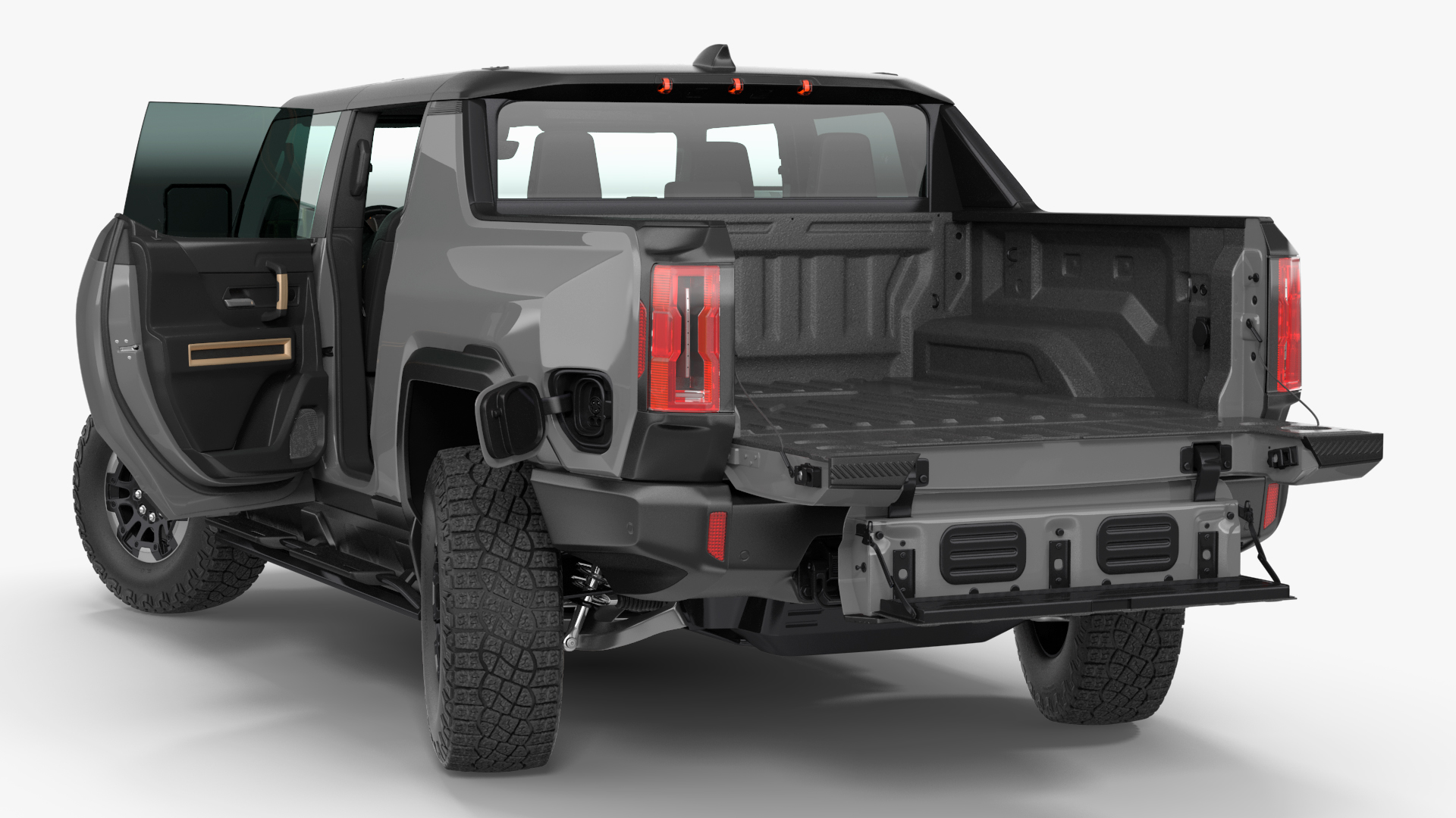 3D model Luxury Electric Pickup Truck Gray Rigged