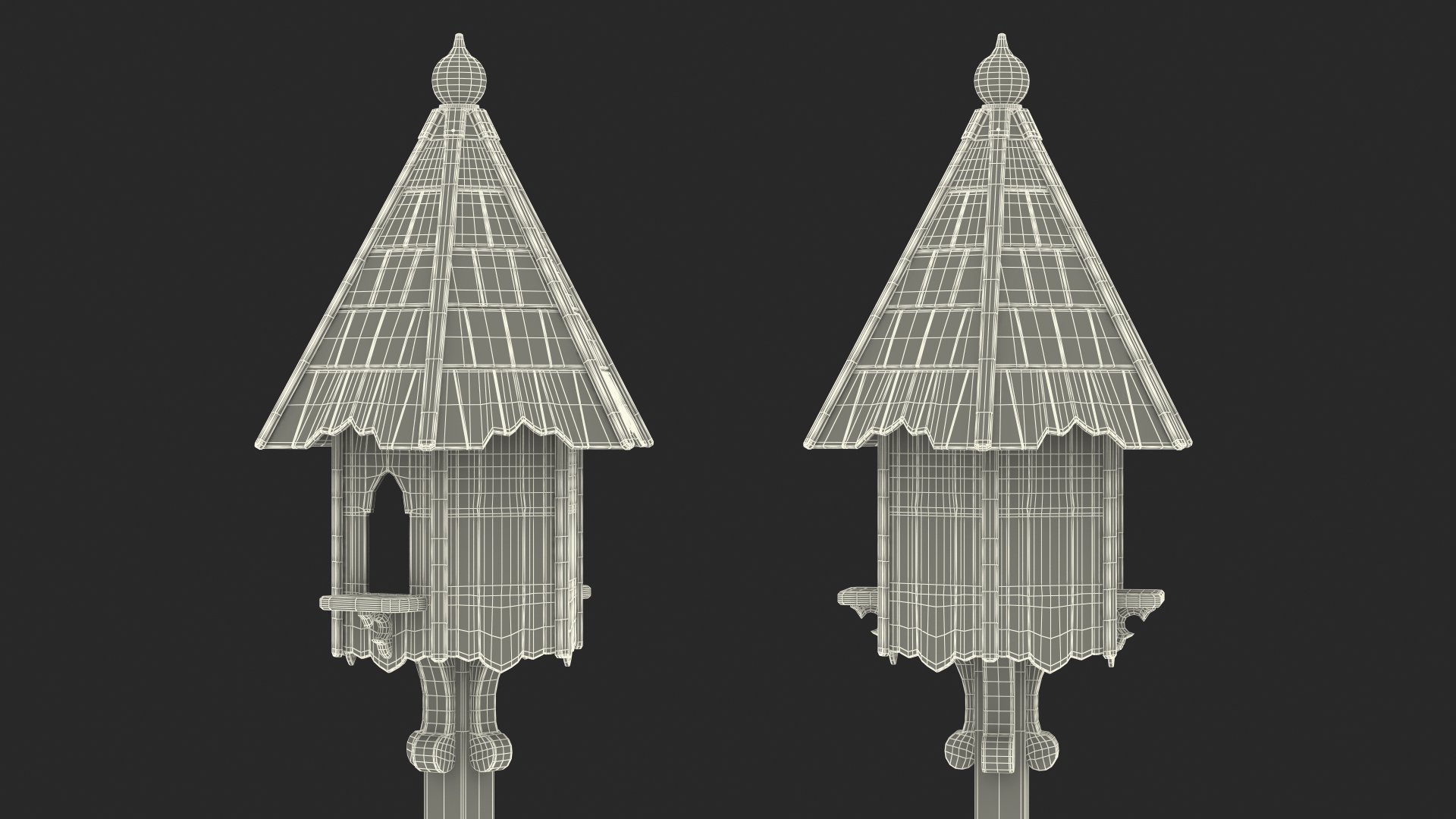 3D Dovecote for Two Nests Painted White