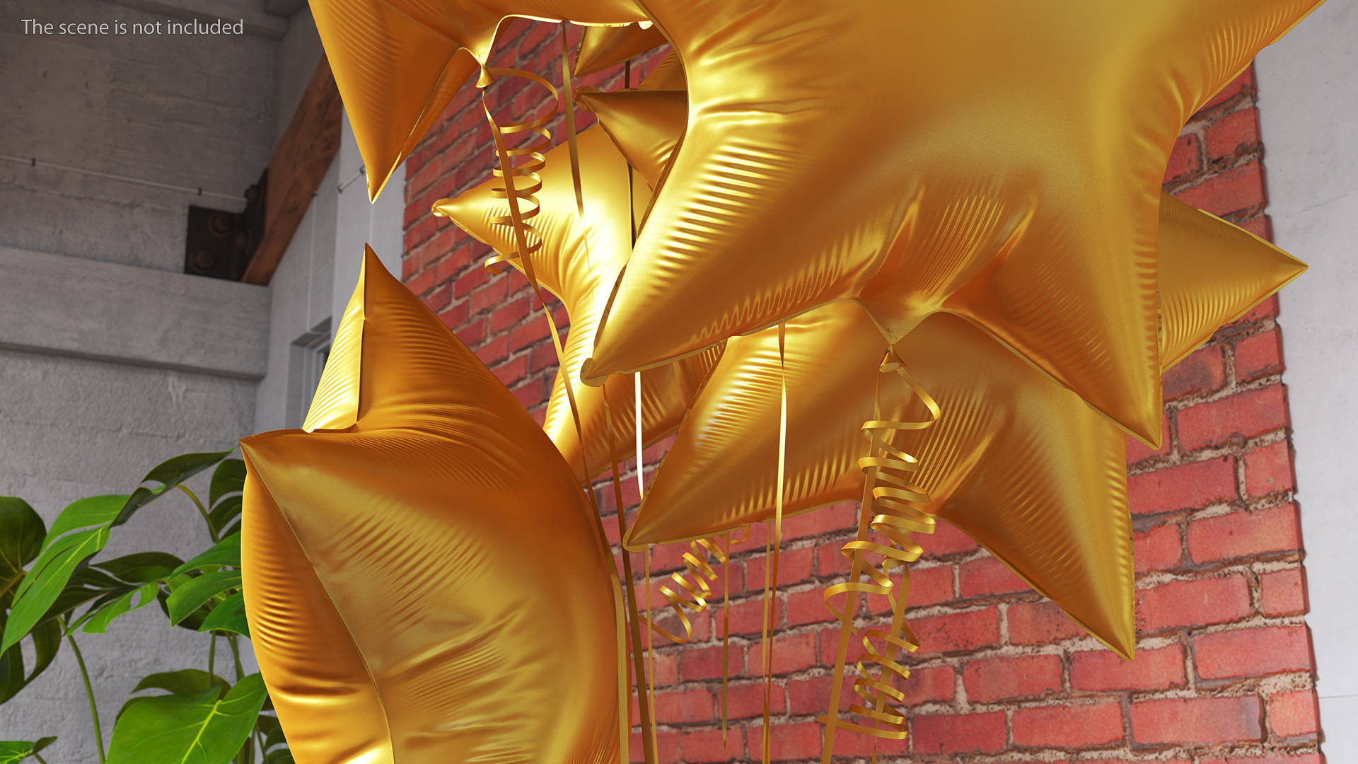 3D Star Shaped Matte Gold Balloon Bouquet model
