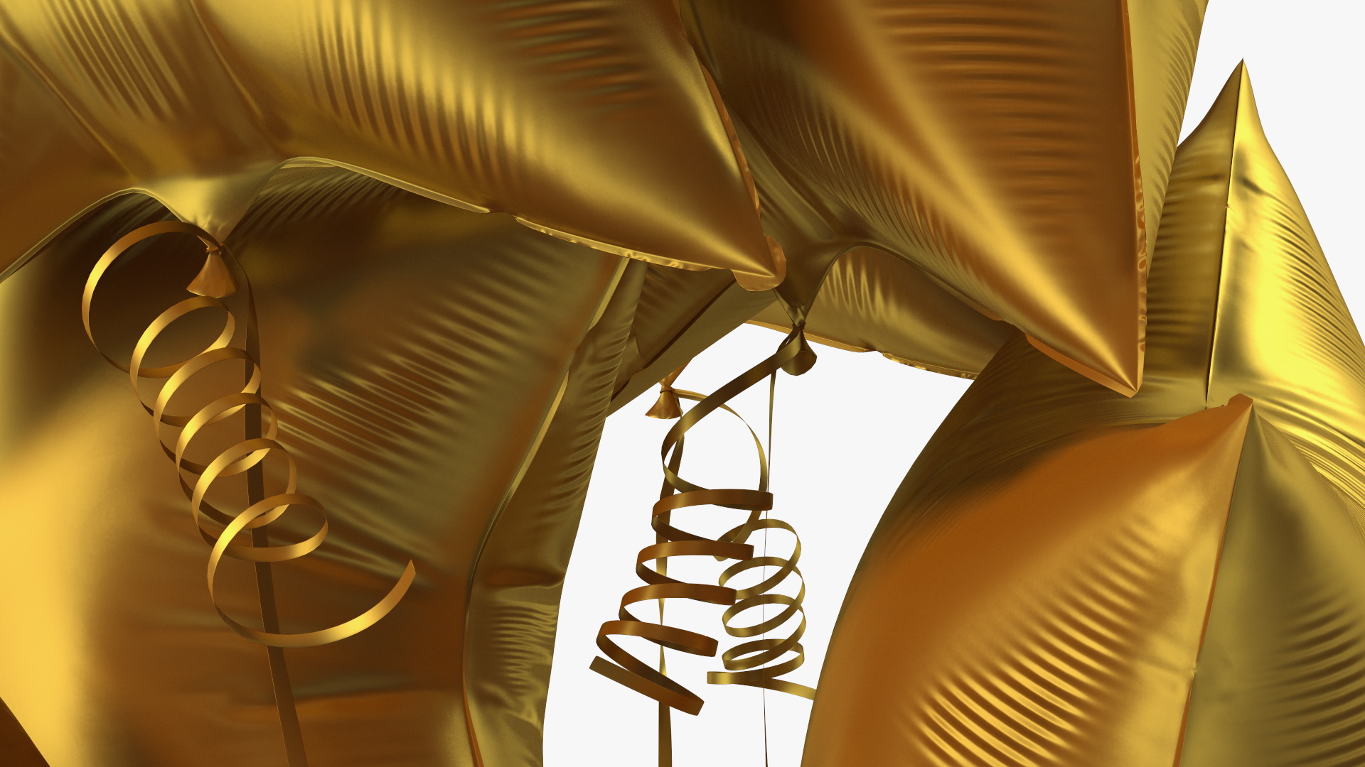 3D Star Shaped Matte Gold Balloon Bouquet model