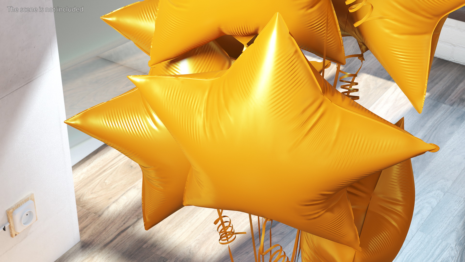 3D Star Shaped Matte Gold Balloon Bouquet model