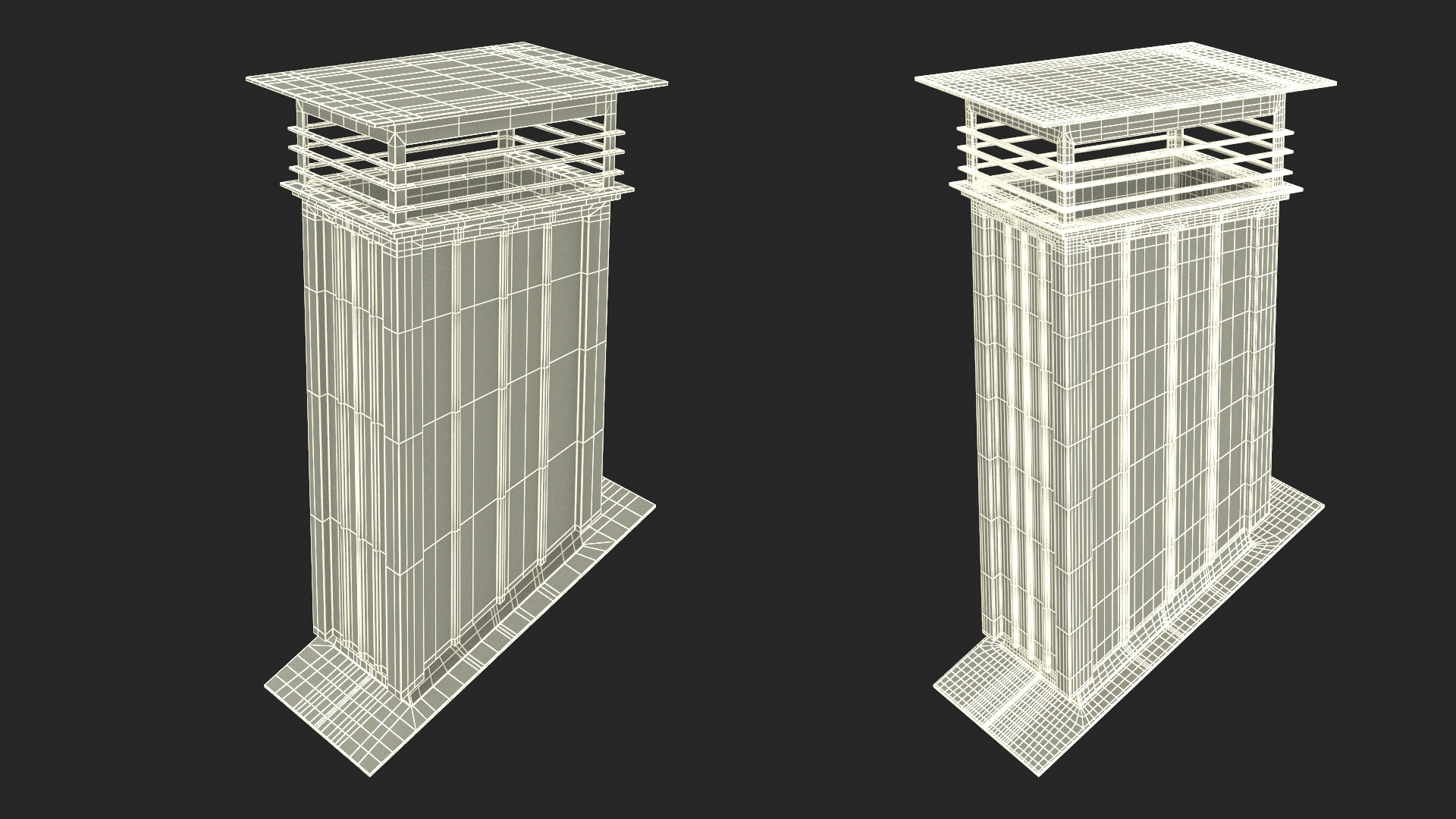 3D Square Metal Chimney Black Corner Base model