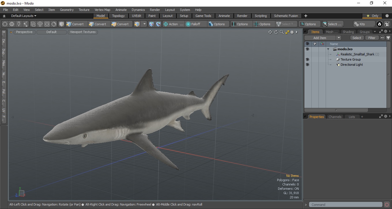 3D model Realistic Smalltail Shark