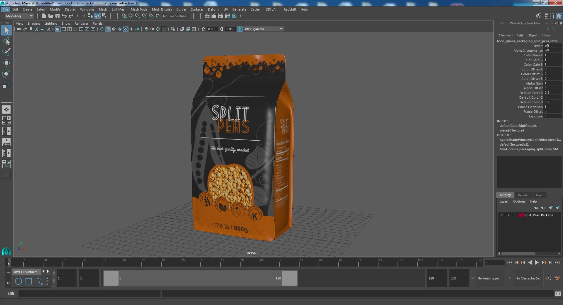 3D Split Peas Package model